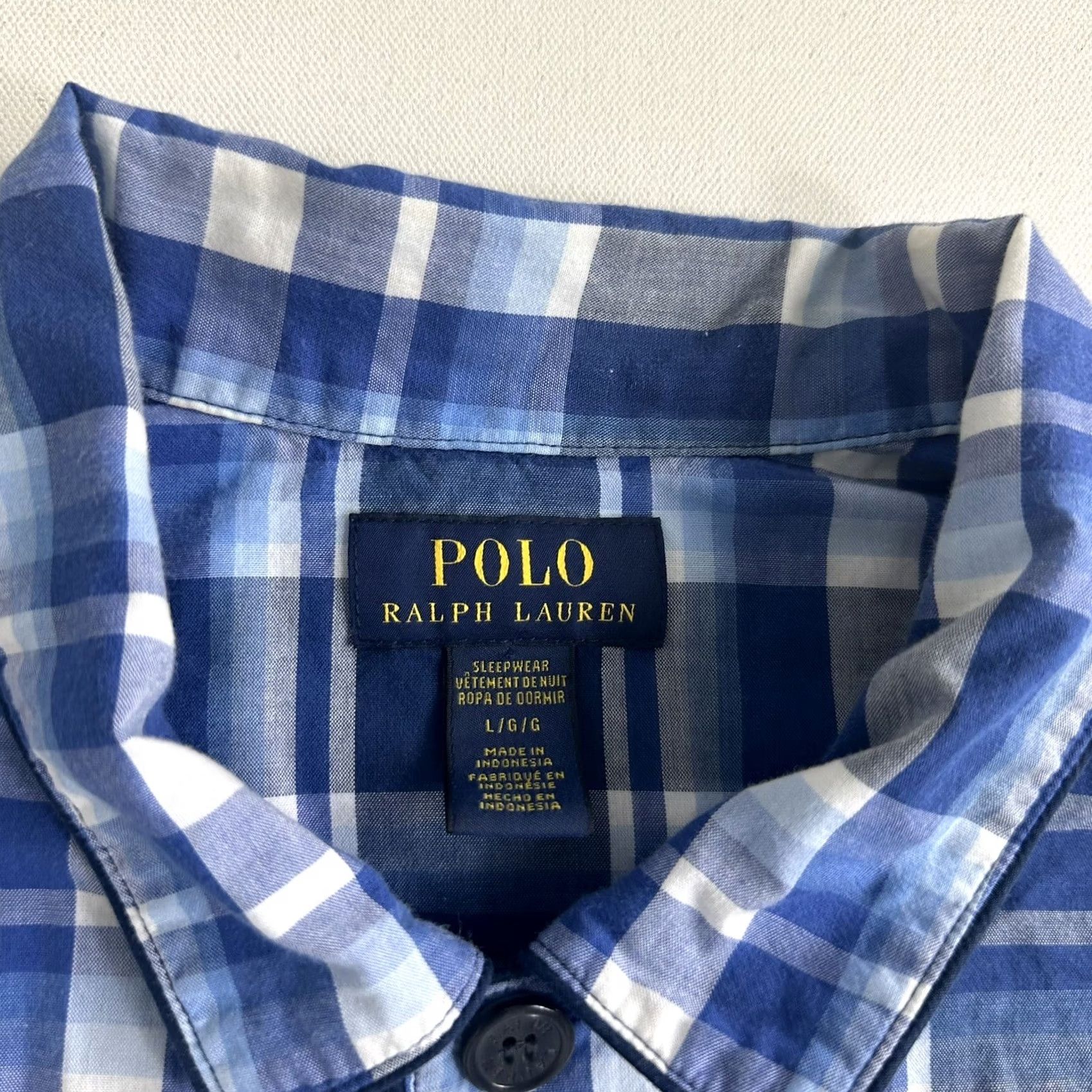 Ralph Lauren Polo Ralph Lauren Button Shirt Mens Large Plaid Blue Pajama Top Sleepwear Cotton Size US L / EU 52-54 / 3 - 5 Thumbnail