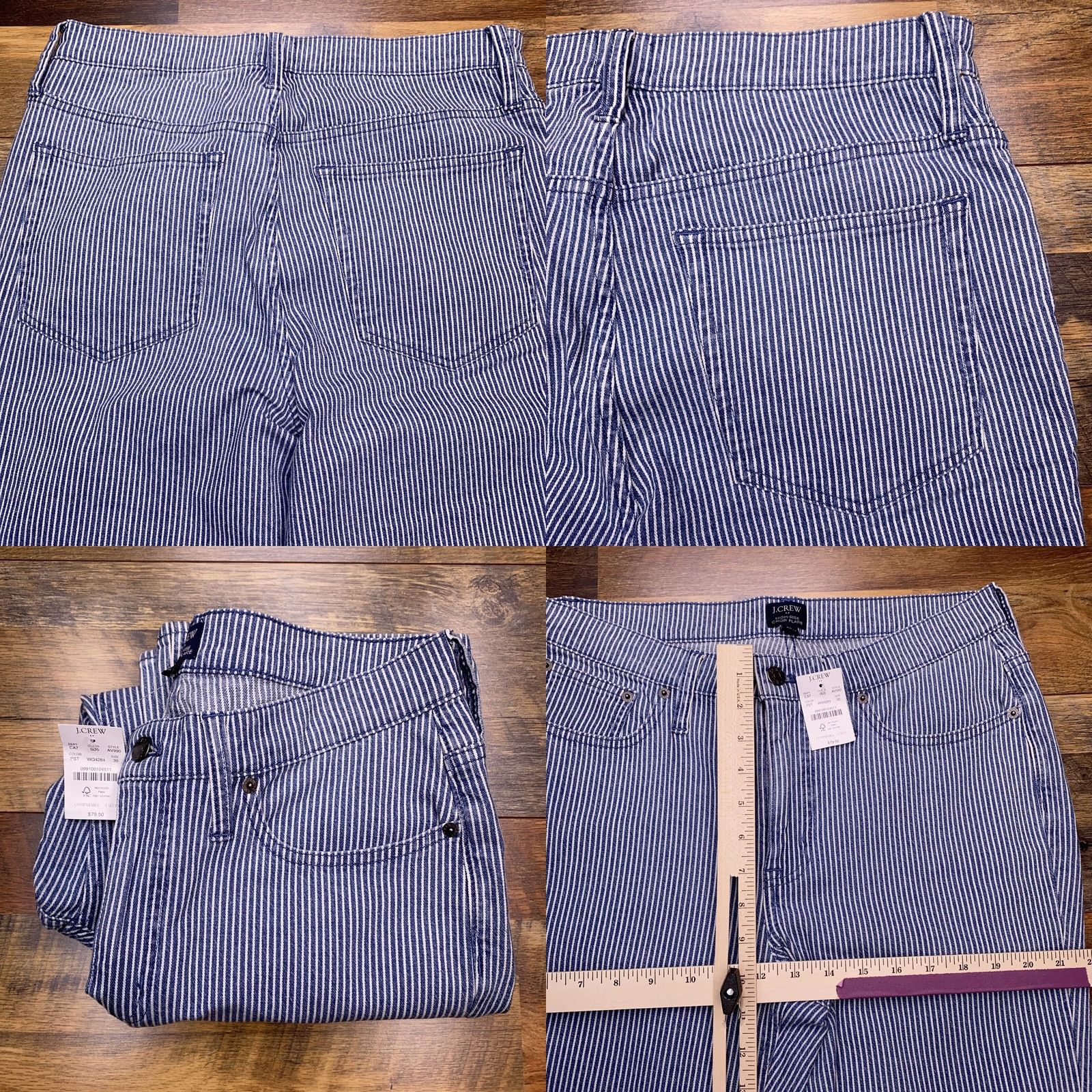 J.Crew J.CREW Jeans Womens 30 High Rise Crop Flare Striped Stretch Denim Blue 5-Pocket Modern Light Wash NWT Size 30" / US 8 / IT 44 - 8 Thumbnail
