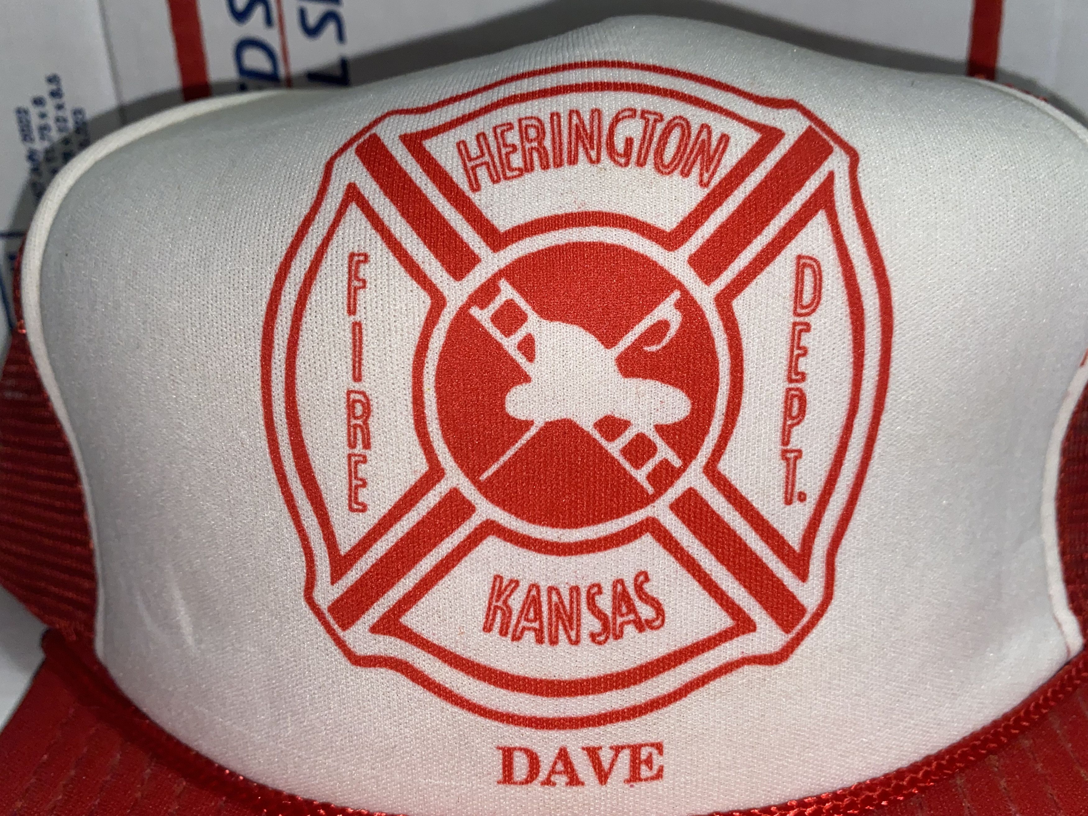 Vintage vtg Herington Fire Dept. Department DAVE Trucker Hat Kansas Size ONE SIZE - 2 Thumbnail