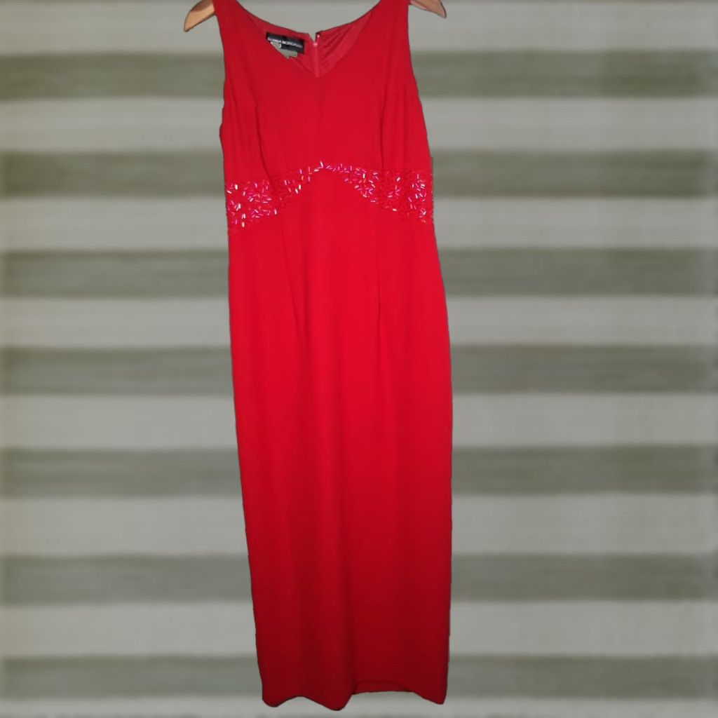 Donna Morgan VINTAGE Donna Morgan Evening Gown Dress Size 8 Red Sleeveless Long Beaded Dress Woman Size M / US 6-8 / IT 42-44 - 1 Thumbnail