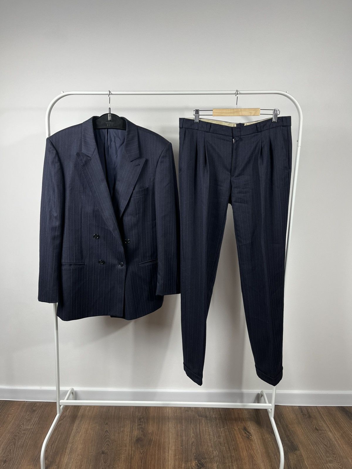 Other Vintage Wool Double-Breasted Suit Jacket Two-Piece Navy Size 40R - 1 Thumbnail