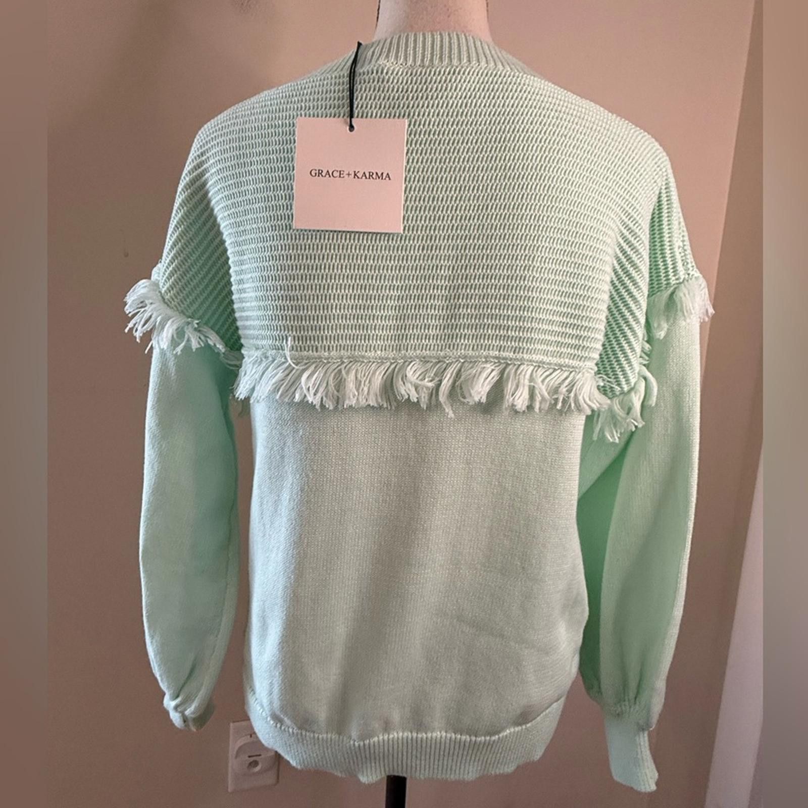Other Grace + Karma mint green sweater fringe ribbed SZ SM Size S / US 4 / IT 40 - 4 Thumbnail