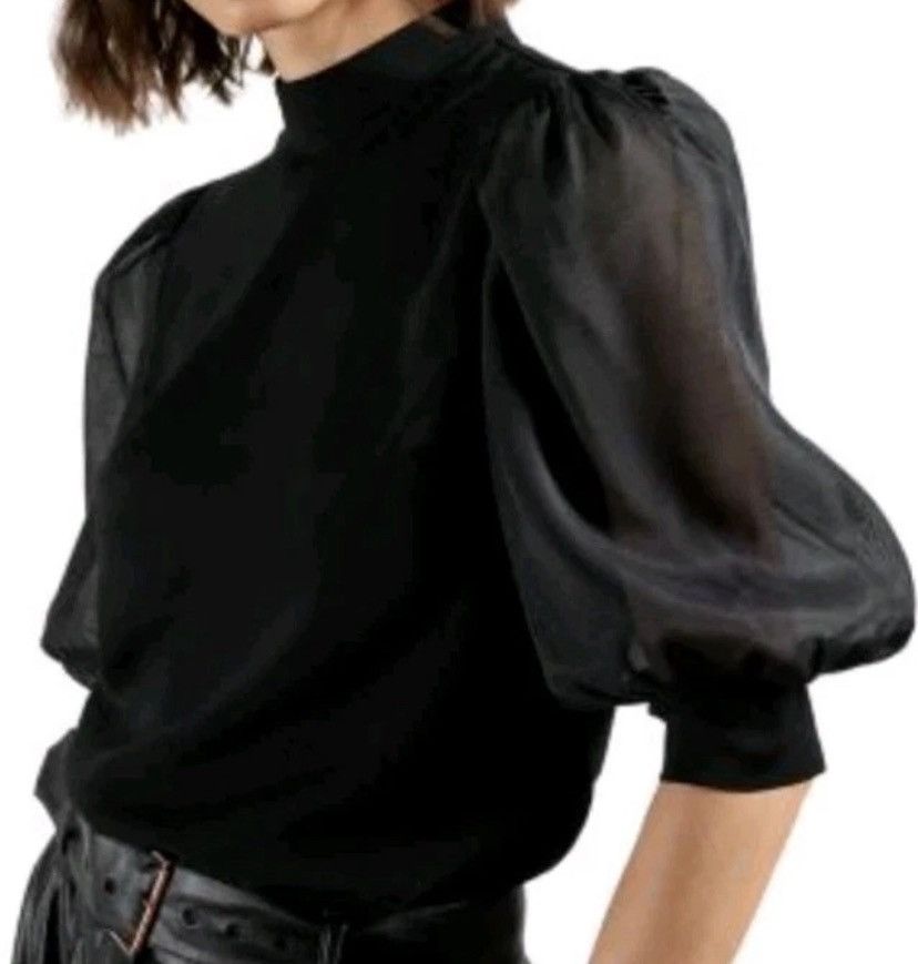Ted Baker TED BAKER Blouse, oversize organza sleeves, RRP $175 Size S / US 4 / IT 40 - 1 Thumbnail