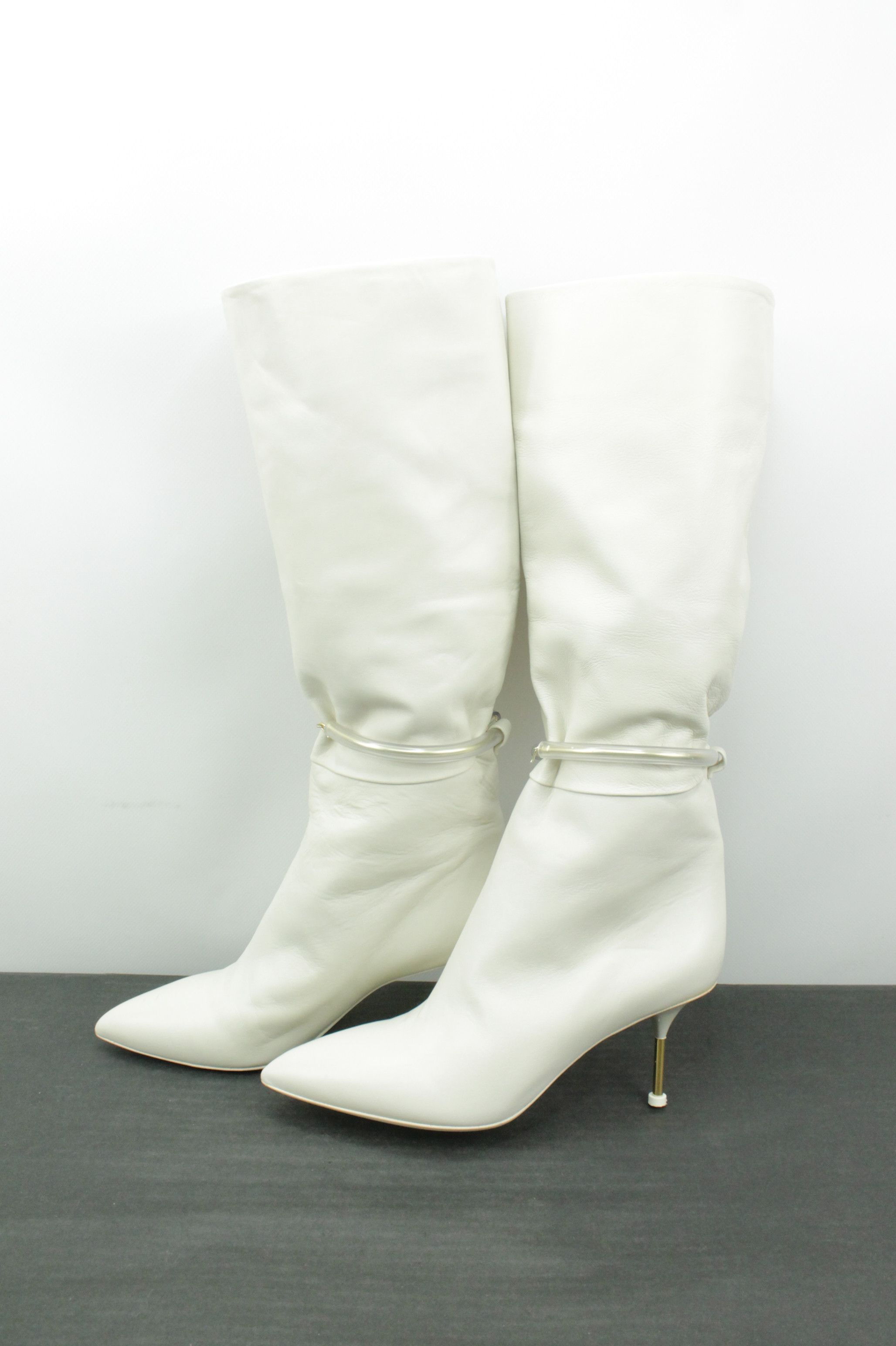 Jil Sander Mid-Length Heel White Leather Boots