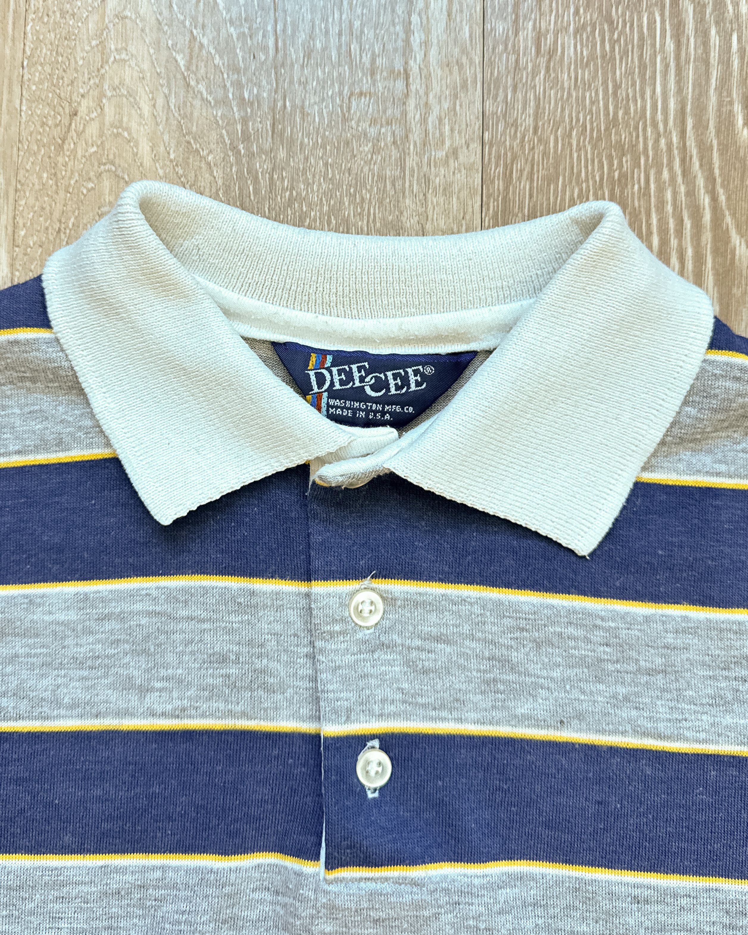 Vintage Vintage 80s Dee Cee Striped Polo Shirt Blue Gray Surf Style Size US M / EU 48-50 / 2 - 3 Thumbnail
