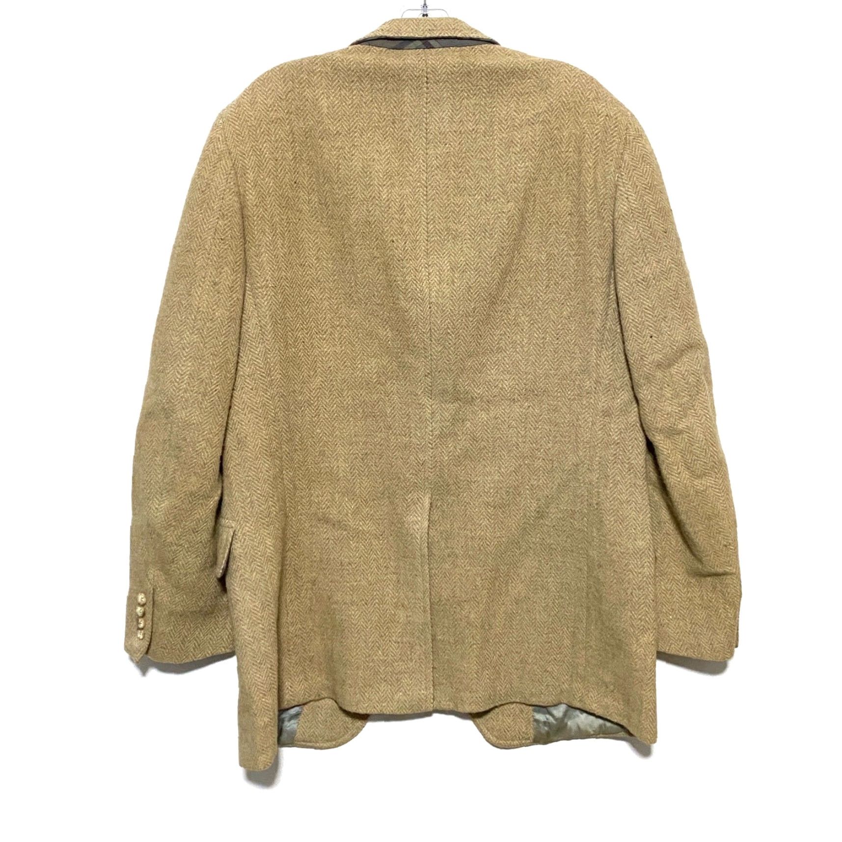 Harris Tweed VINTAGE Harris Tweed Blazer Mens 43R Wool Tweed Herringbone Tan Preppy Academia Ivy League University Blazer Mens Size 46R - 2 Thumbnail