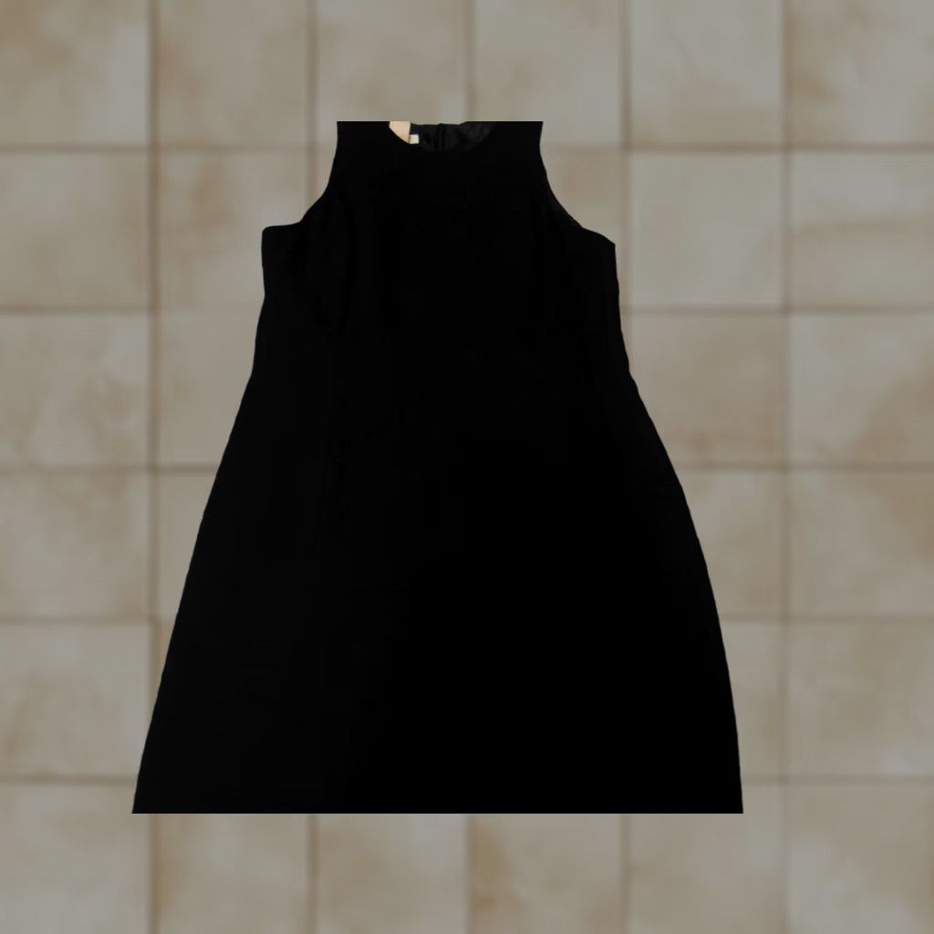 Jones New York Jones New York Dress Petites Womens Black A-Line Sleeveless 10P Long Knit Polyester Mock Neck Zip Lined Bell Sleeve Vintage No Winter Womens Size L / US 10 / IT 46 - 1 Thumbnail