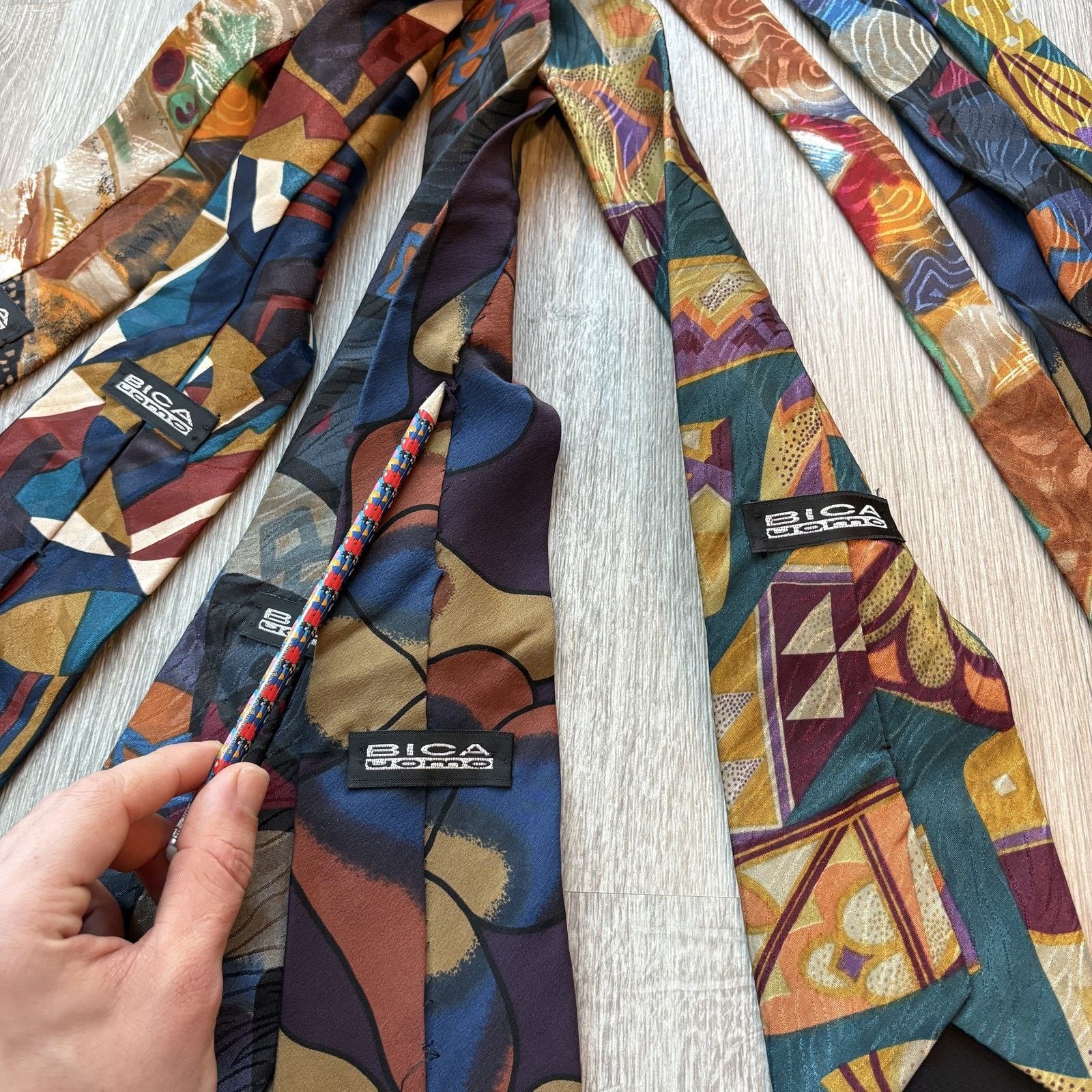 Other Lot of Bica Uomo Mens 5pc Silk Neck Tie Lot Abstract Size ONE SIZE - 5 Thumbnail
