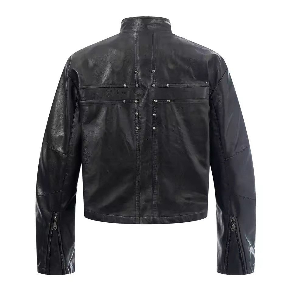 Leather Motorcycle PU Leather Zipper Cropped Jacket Size US L / EU 52-54 / 3 - 2 Thumbnail