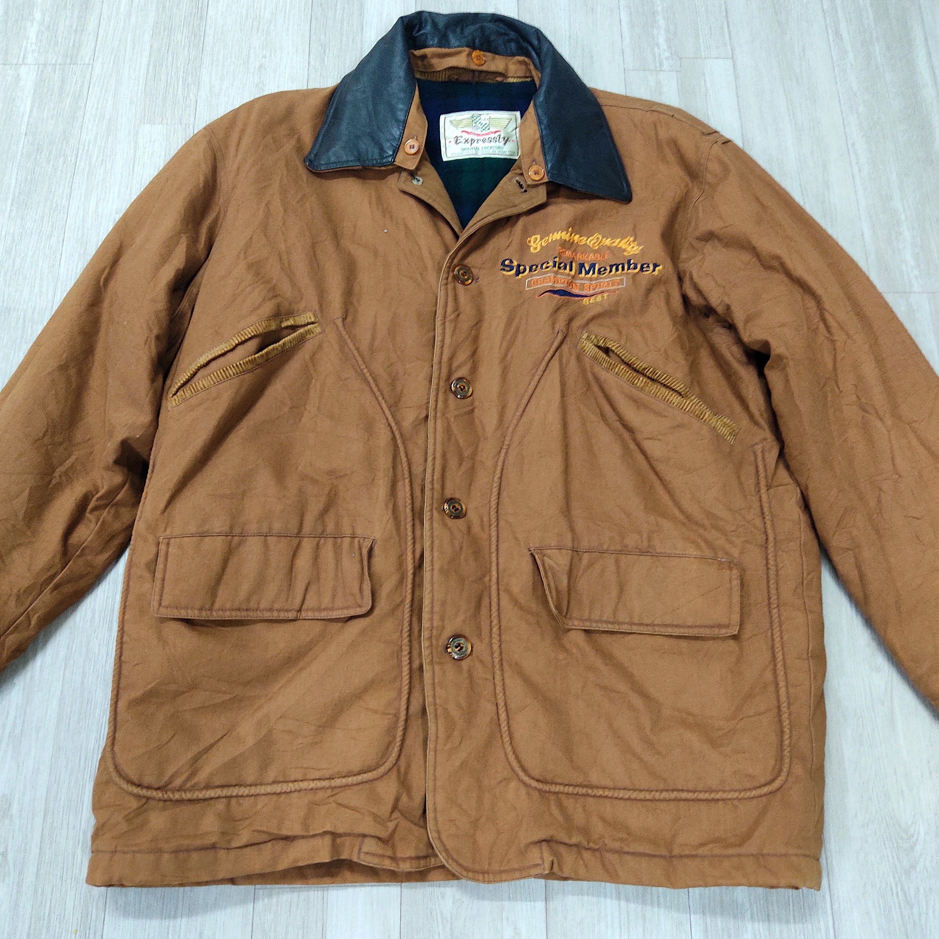Hunt Club × Japanese Brand × Vintage 80s Expressly Canvas Barn Double Collar Chore Jacket Size US L / EU 52-54 / 3 - 5 Thumbnail