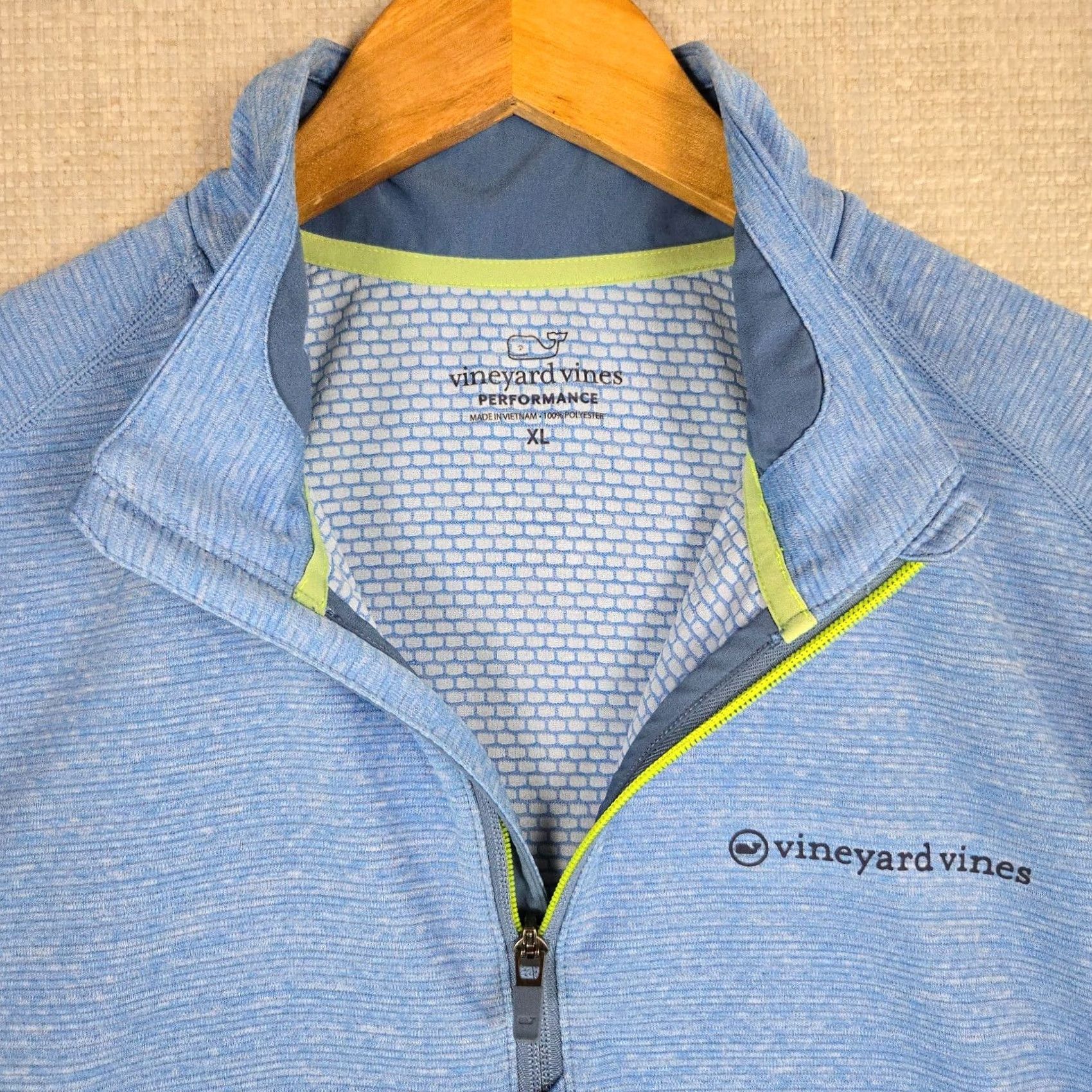 Vineyard Vines Vineyard Vines Mens 1/4 Zip Performance Pullover Microfleece Backed Blue Shirt Size US XL / EU 56 / 4 - 3 Thumbnail