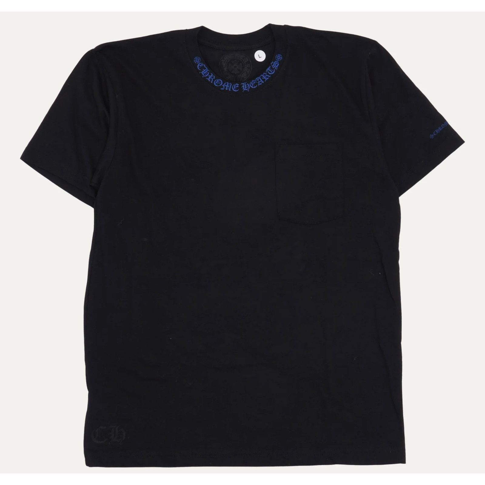 Chrome Hearts Chrome Hearts Blue Neck Logo Black S/S T-Shirt - Size Medium Size US M / EU 48-50 / 2 - 7 Thumbnail
