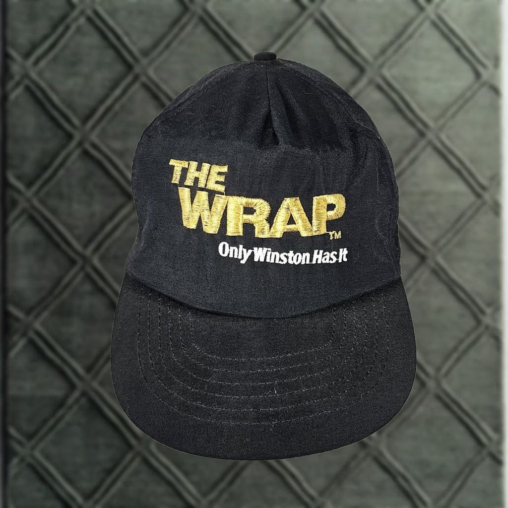 Vintage VINTAGE Winston Cigarette The Wrap "Only Winston Has It" 80s 90s Snapback Hat Men's Adjustable Black Nylon Snapback Hat Mens 90s Hat Size ONE SIZE - 1 Thumbnail