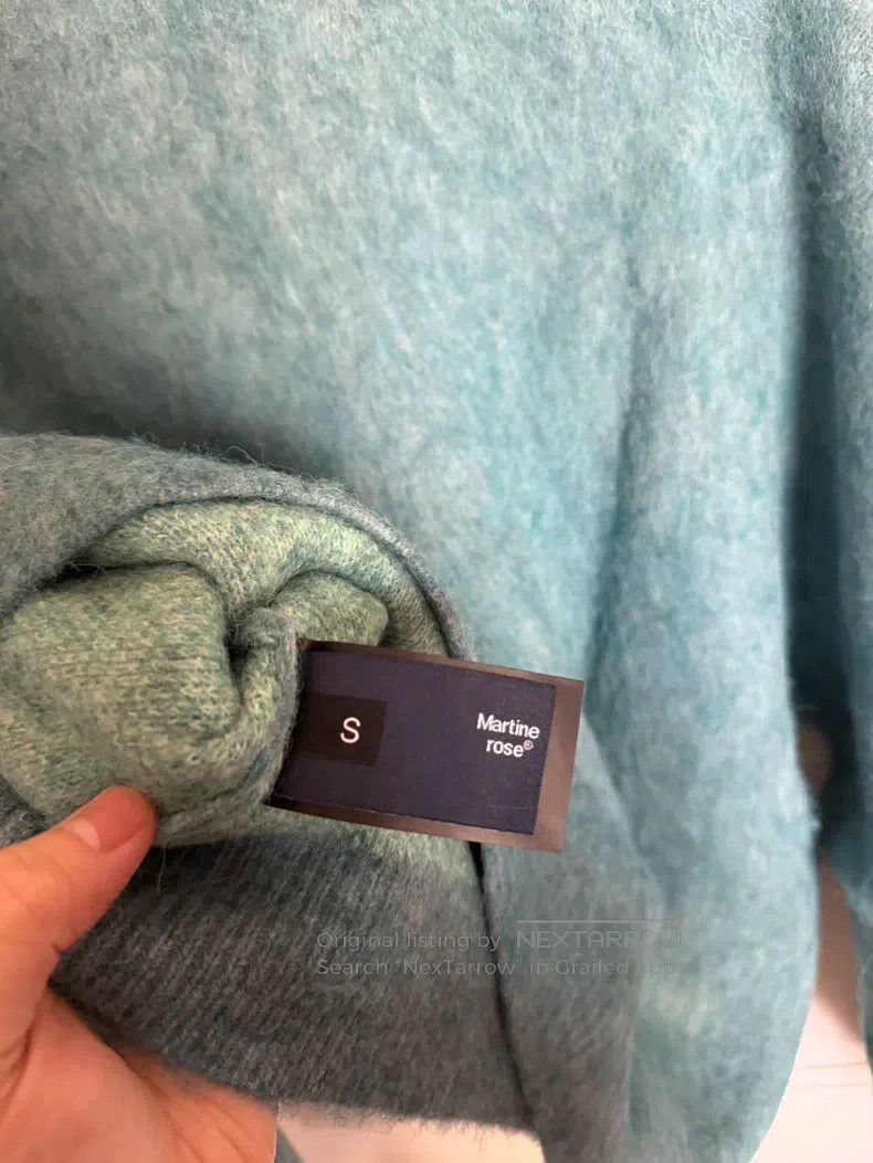 Martine Rose Martine Rose Lake blue jacquard monogrammed mohair sweater Size S / US 4 / IT 40 - 4 Thumbnail