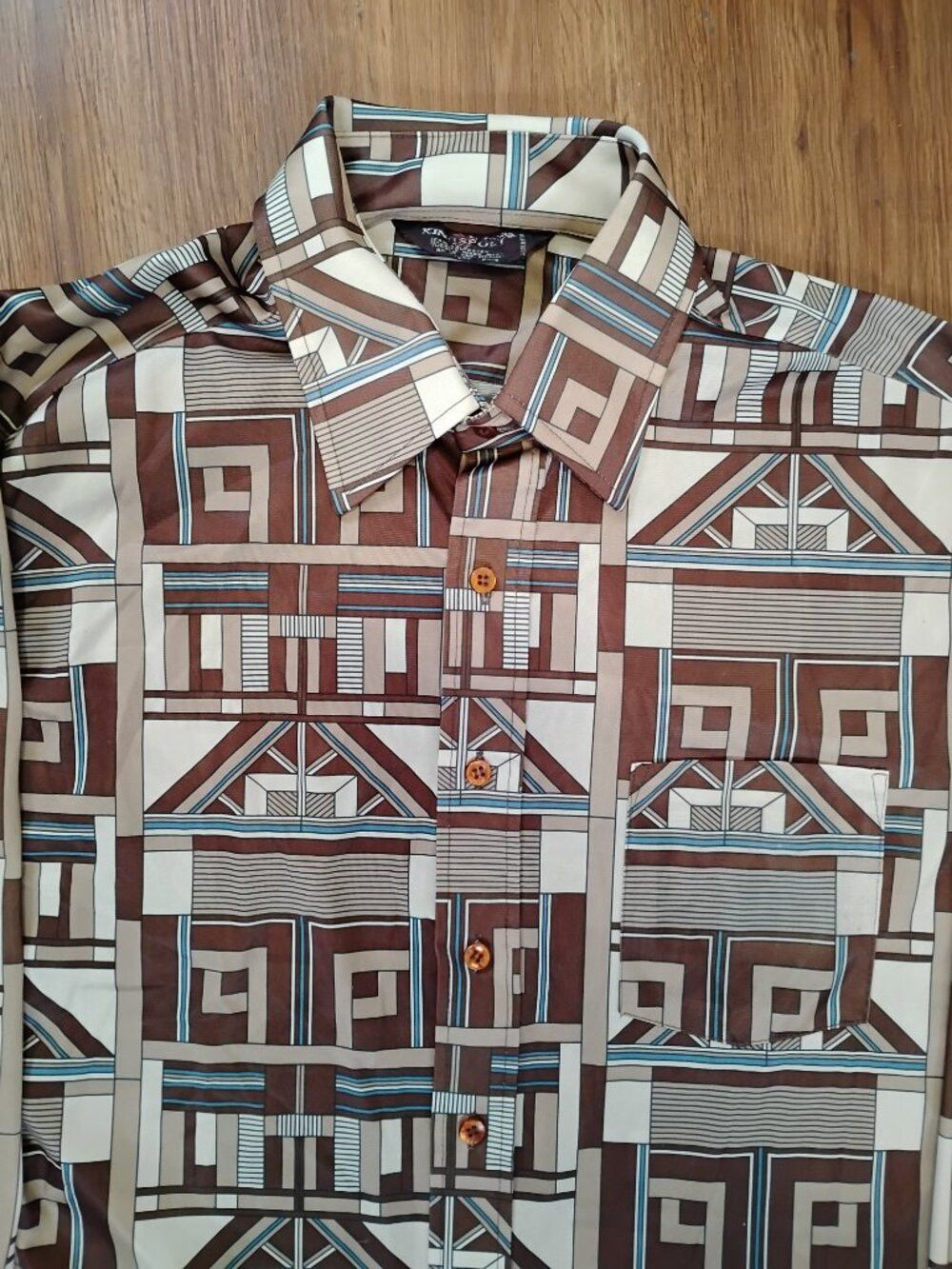 Other Vintage King Sport Geometric Art Deco Polyester Disco Shirt Size US XL / EU 56 / 4 - 1 Thumbnail