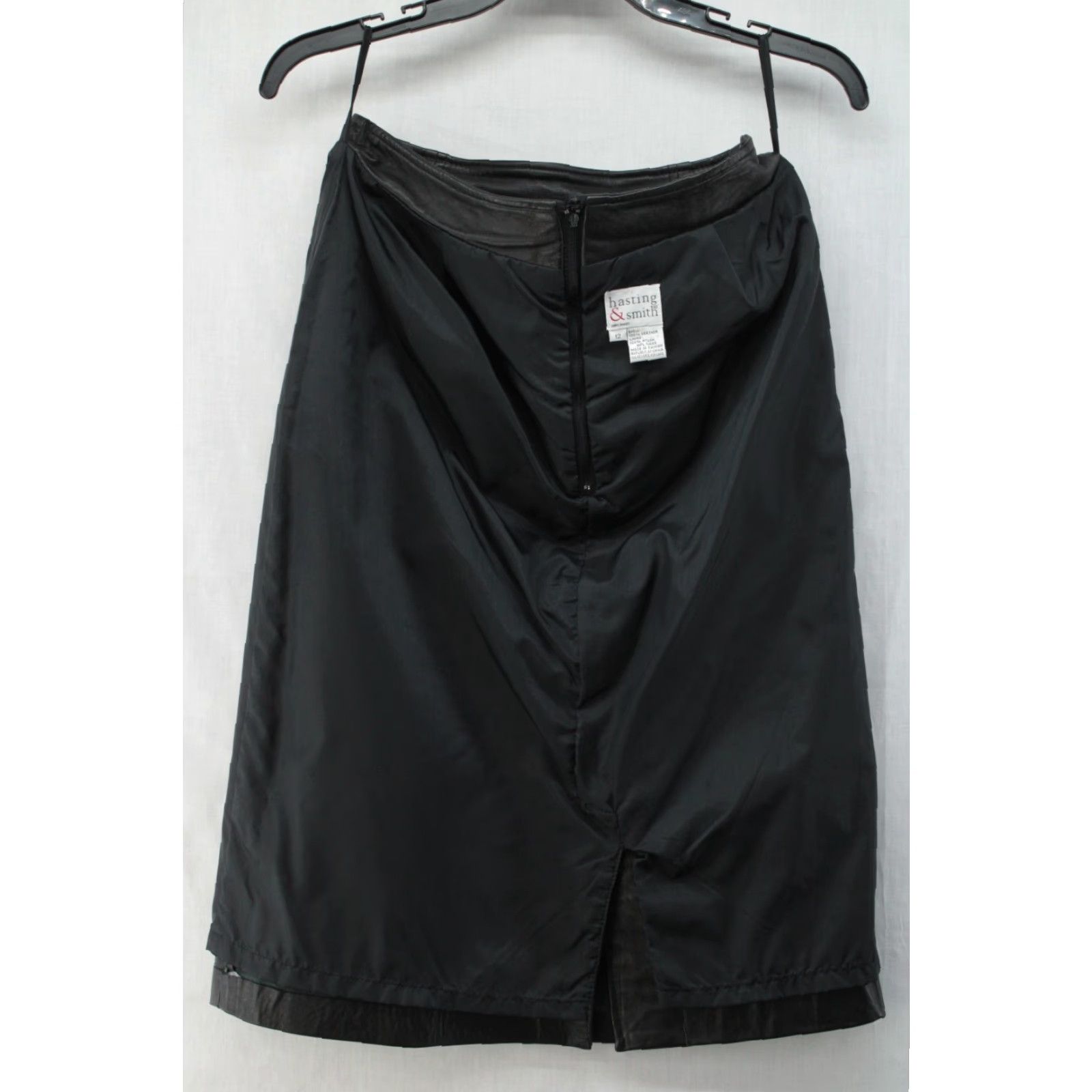 Vintage VINTAGE Hasting & Smith Leather Skirt Black Size 12 Women Mini Knee Length Gothic 80s 90s Disco Party Autumn Winter Spring Summer Womens Size 34" / US 12 / IT 48 - 3 Thumbnail