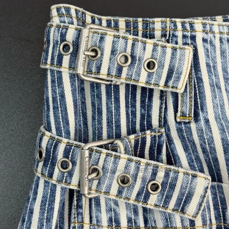 Dior Dior Blue and white striped classic double-button denim sk Size 42" / US 20 - 7 Thumbnail