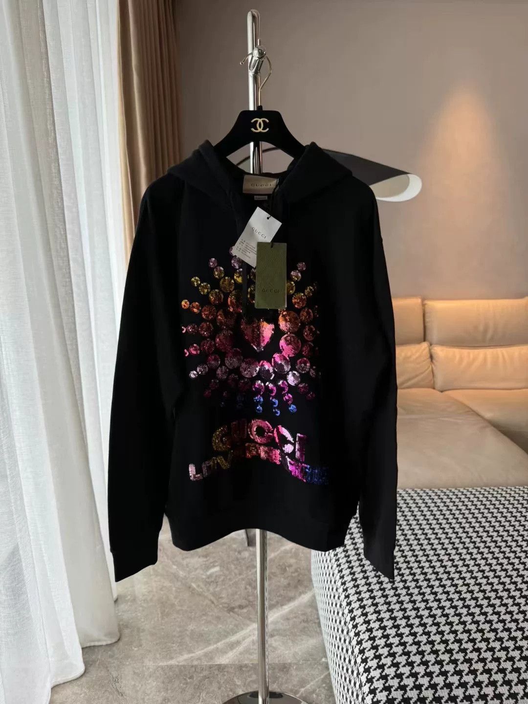 Gucci Gucci Sequin Hooded Sweatshirt Size S Size S / US 4 / IT 40 - 1 Thumbnail