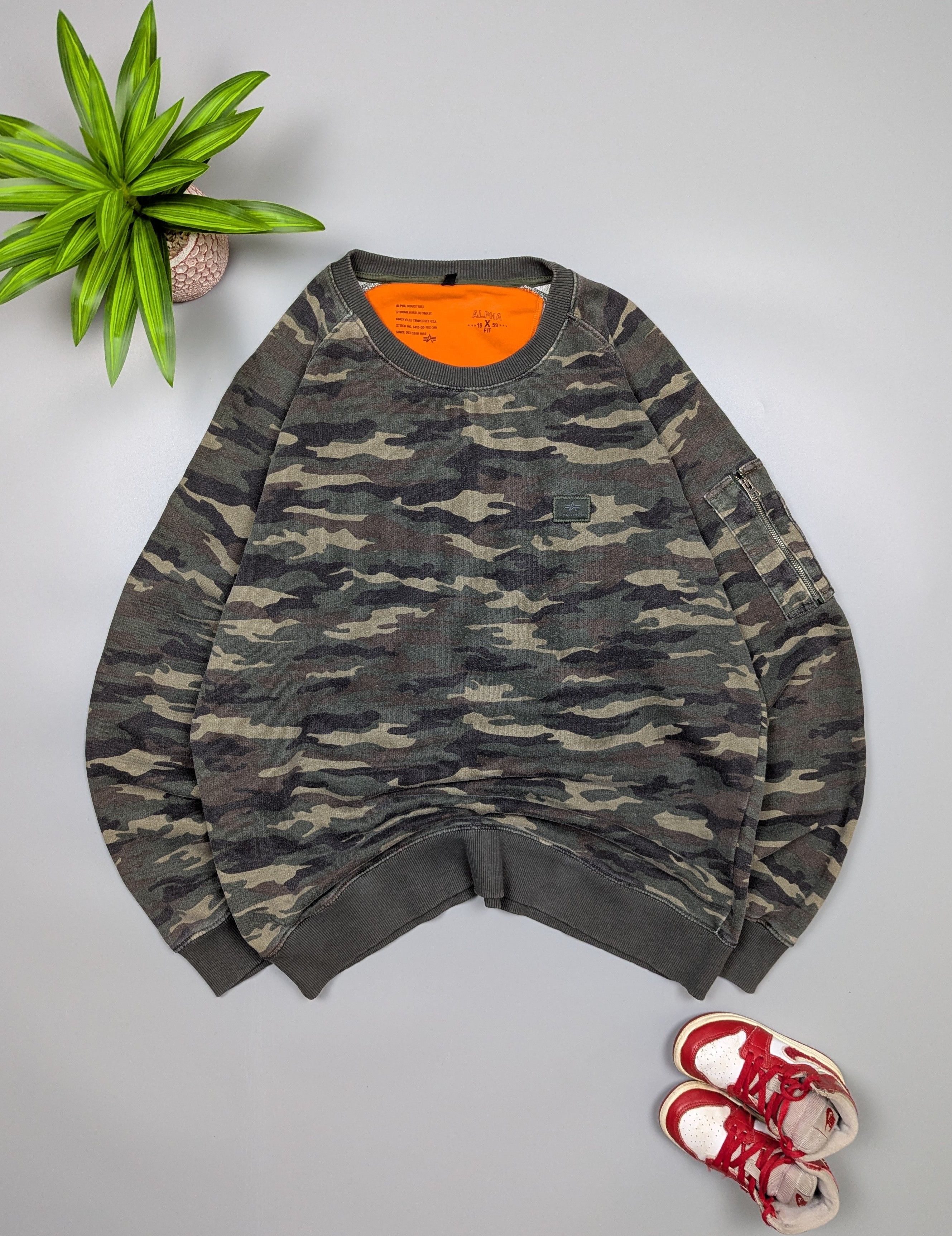 Alpha Industries ALPHA INDUSTRIES Men Military Camouflage Army Sweatshirt XXL Size US XXL / EU 58 / 5 - 1 Thumbnail