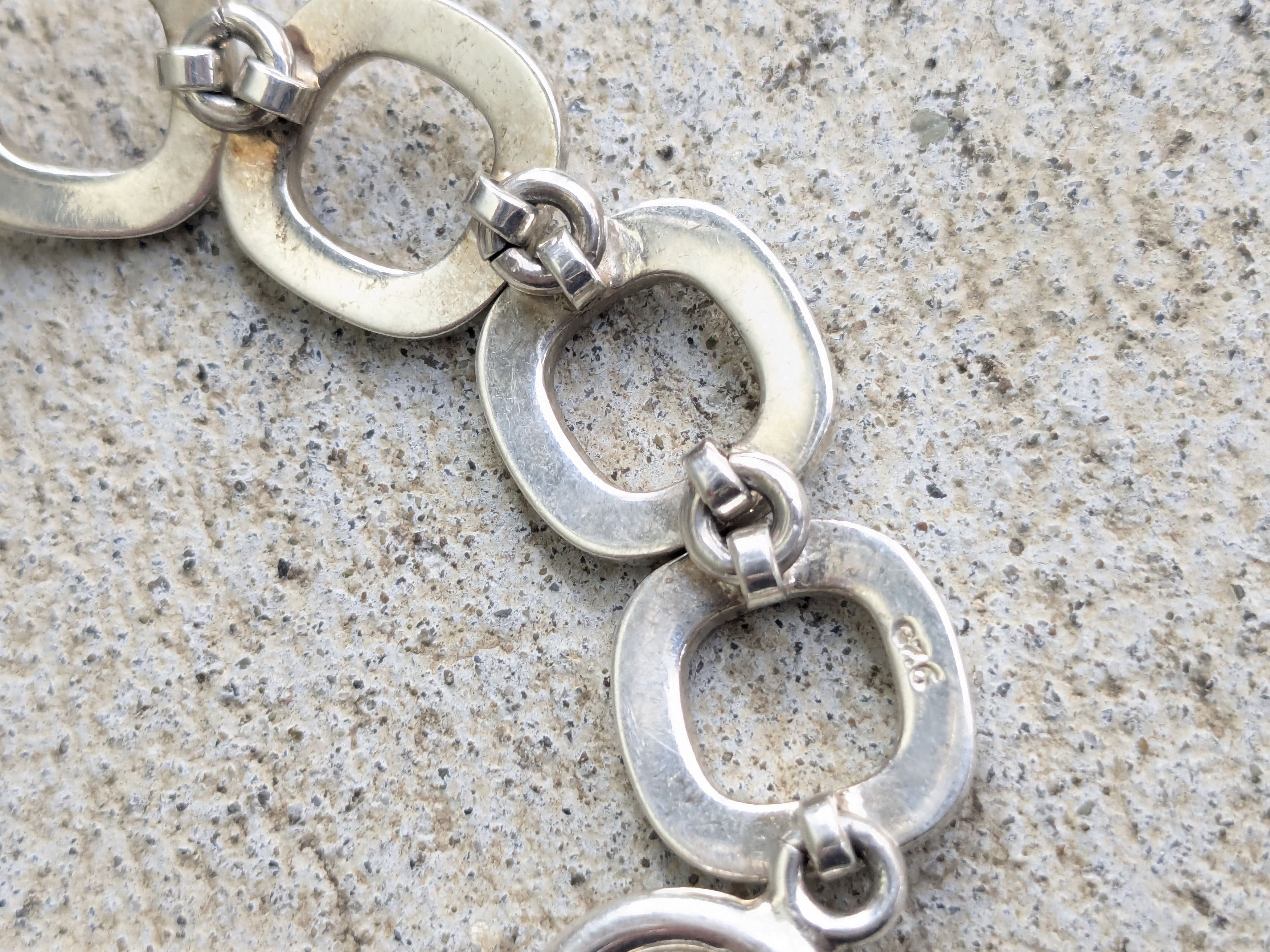 Jewelry Vintage Sterling Silver Bracelet Square Chain Link 7.25" Size ONE SIZE - 10 Thumbnail