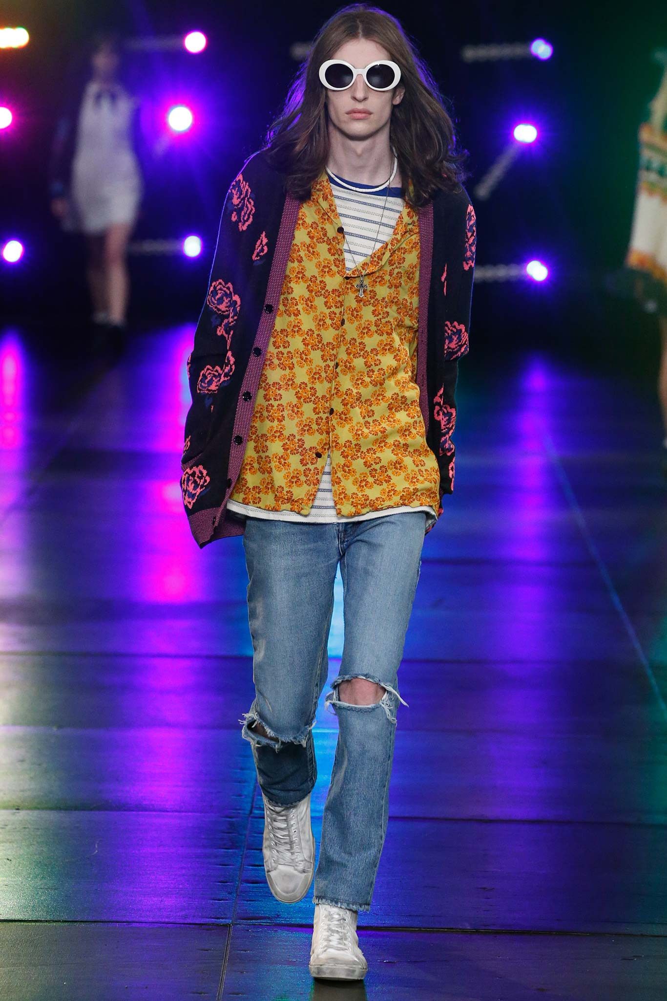 Hedi Slimane × Saint Laurent Paris Saint Laurent Rose Floral Cardigan Surf Sound Paris SS16 Size US L / EU 52-54 / 3 - 11 Thumbnail