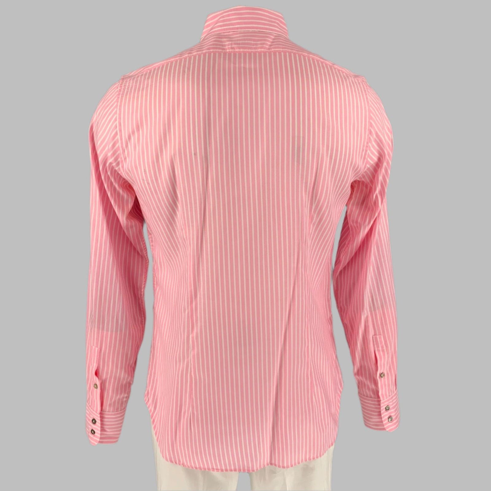 Jil Sander Pink White Stripe Cotton Button Down Collar Shirt Size US L / EU 52-54 / 3 - 3 Thumbnail