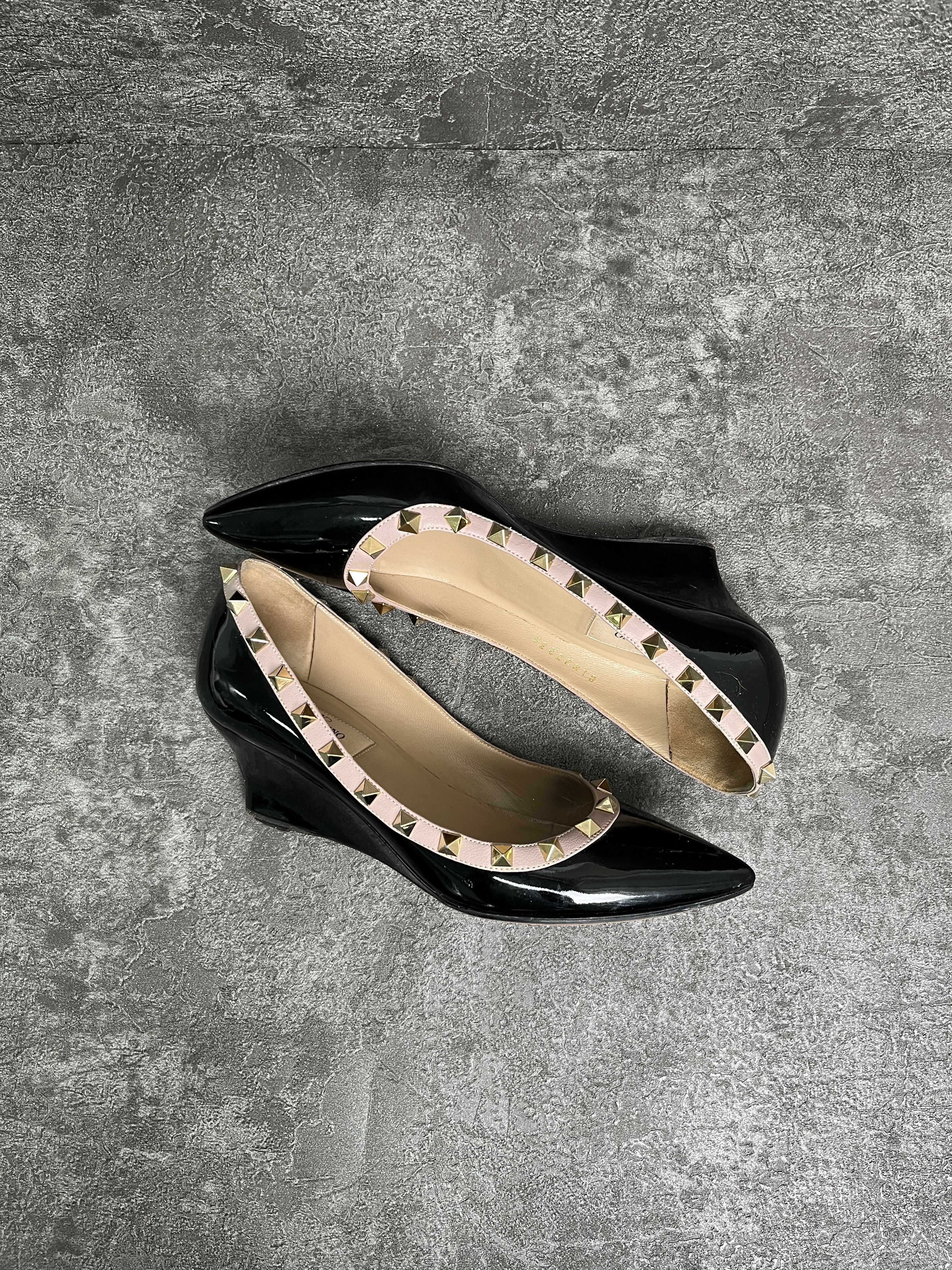 Valentino Valentino Black Rockstud Shoes With Beige Trim Size US 6 / IT 36 - 6 Thumbnail