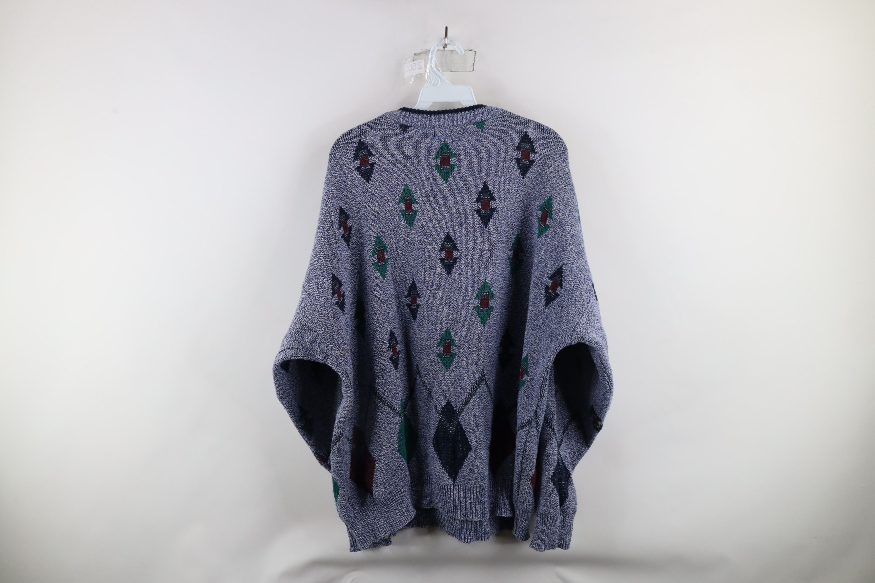 Vintage Vintage 90s Streetwear Diamond Knit Crewneck Sweater USA Size US XL / EU 56 / 4 - 10 Thumbnail