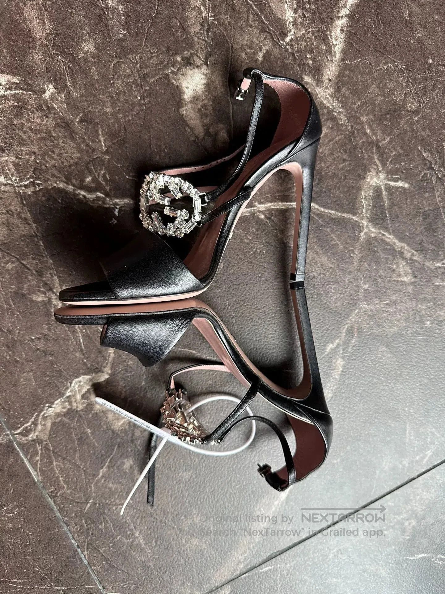 Gucci Gucci Logo Crystal Satin High Heels. Size US 5 / IT 35 - 3 Thumbnail
