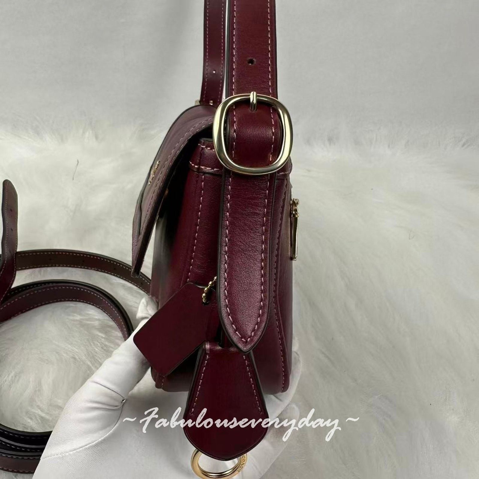 Coach Coach Etta Small Flap Shoulder Bag Leather Maroon Merlot Size ONE SIZE - 3 Thumbnail