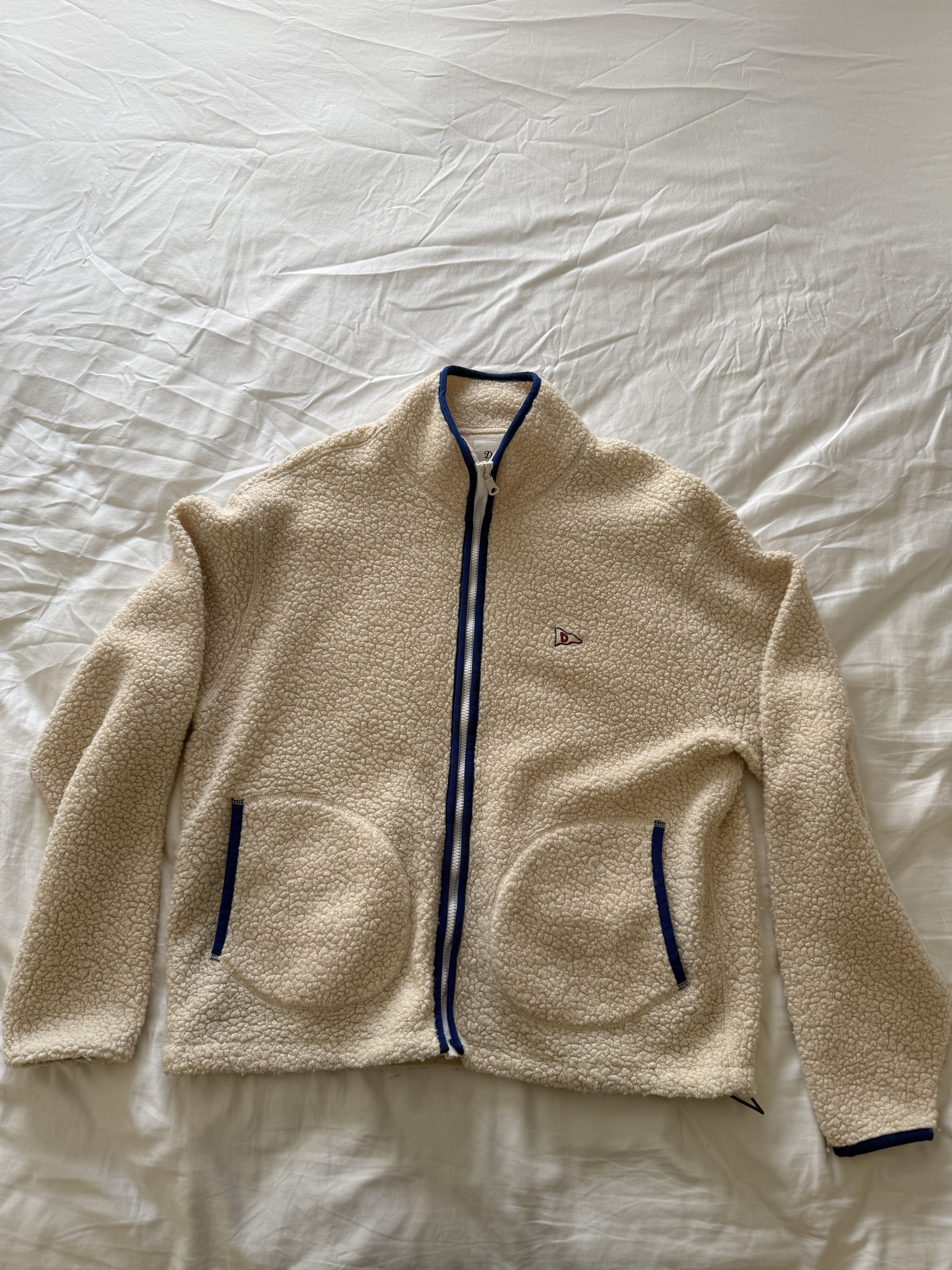 Drake's Drake's Ecru Boucle Wool Zip Fleece Jacket Size US XL / EU 56 / 4 - 2 Thumbnail