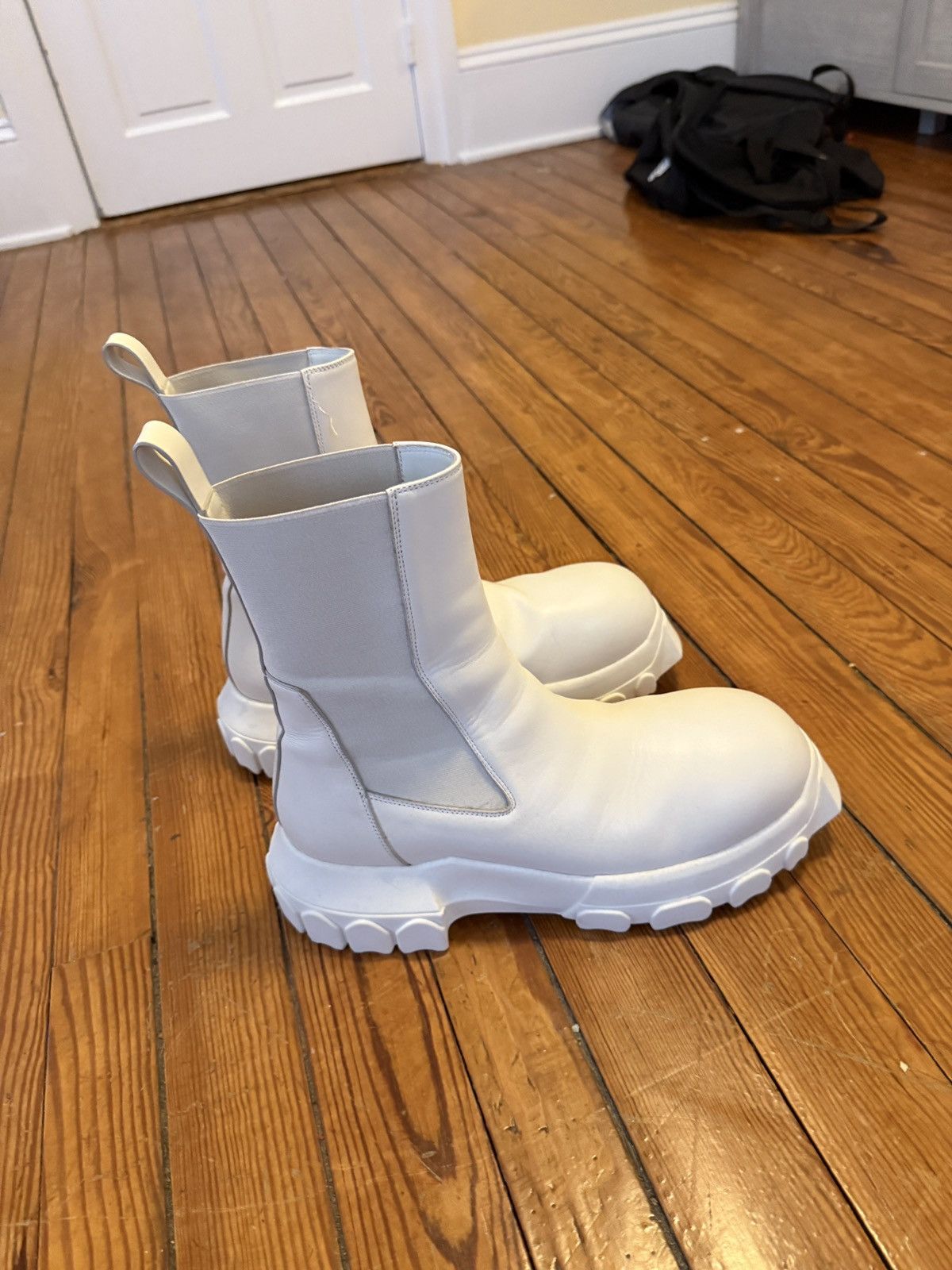 Rick Owens White Bozo Tractor Boot Size US 10.5 / EU 43-44 - 4 Thumbnail
