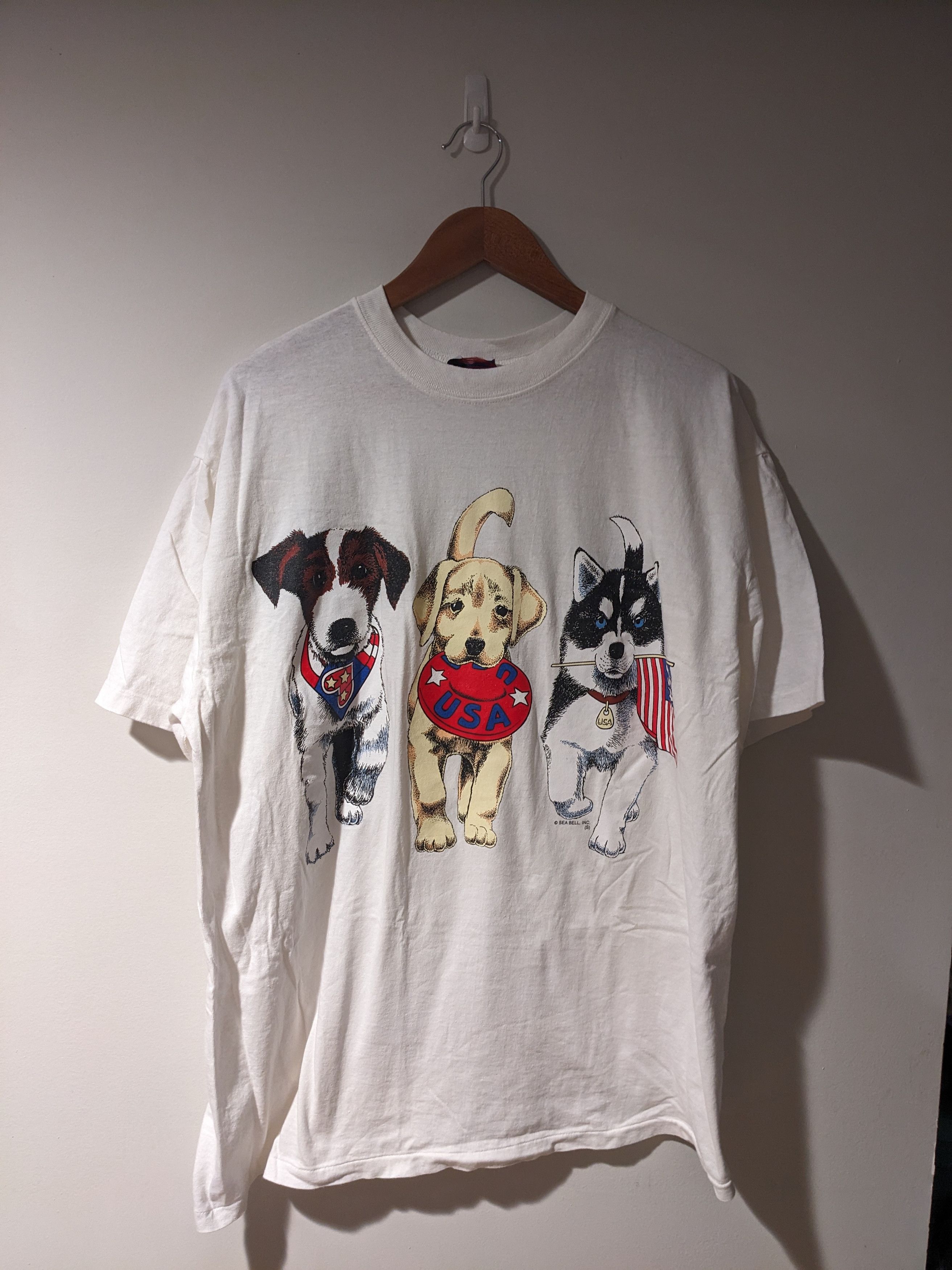 Vintage 90s Russell Terrier Husky Golden Retriever T-Shirt