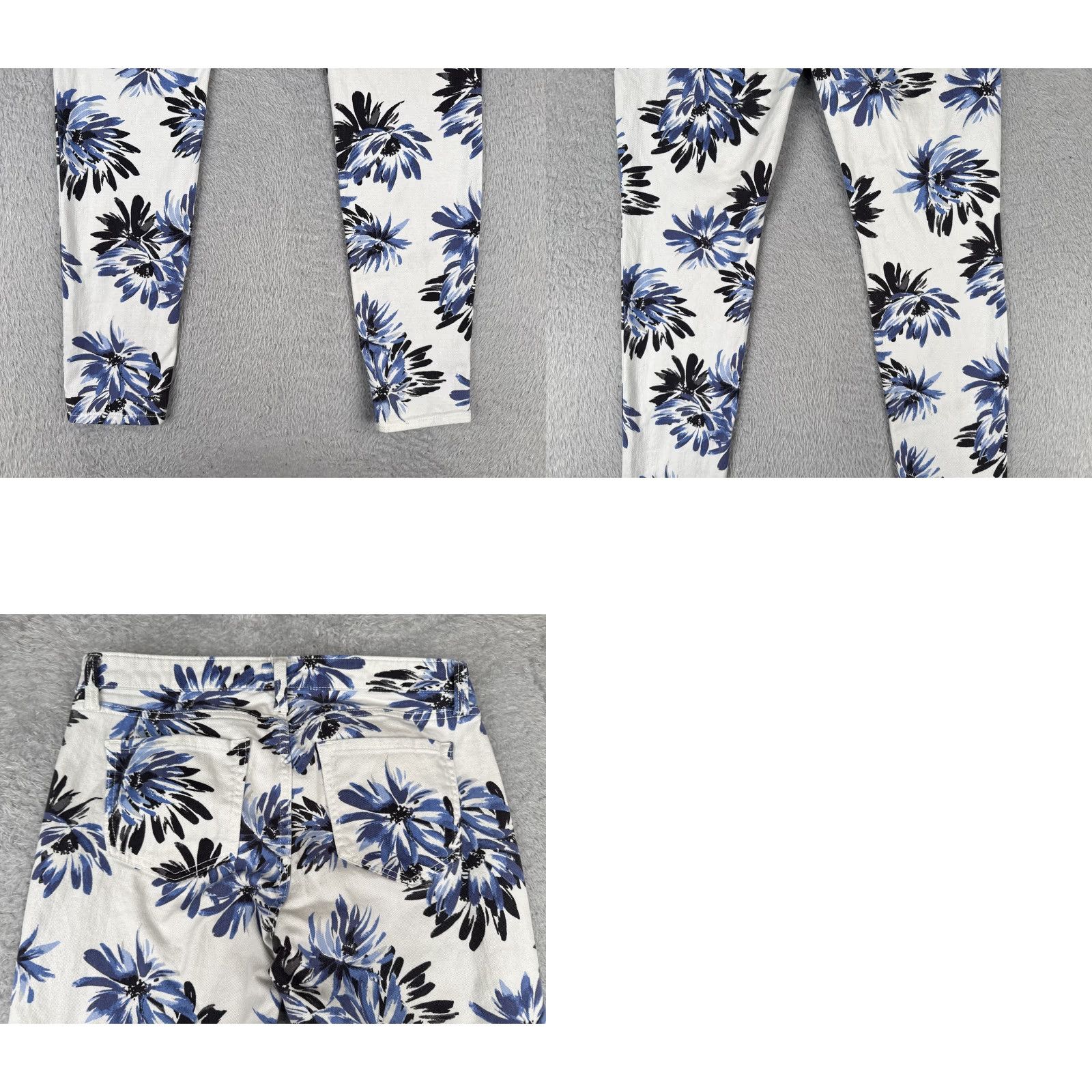 Gap Gap Legging Pants Womens 8 Jeans 29R White Blue Black Floral Print Cotton Stretch Size 30" / US 8 / IT 44 - 10 Thumbnail