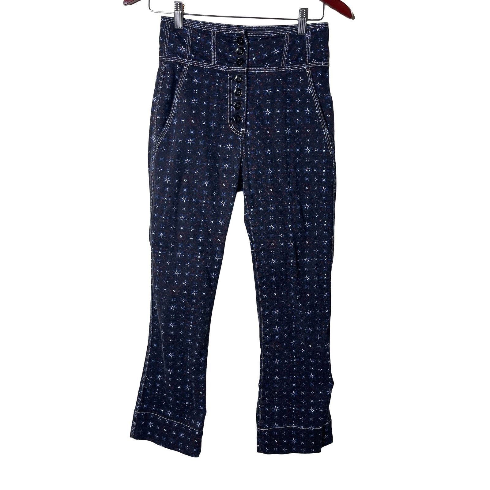 Ulla Johnson ULLA JOHNSON High waist cropped wide leg Ellis Jeans Floral Size 27" / US 4 / IT 40 - 2 Thumbnail