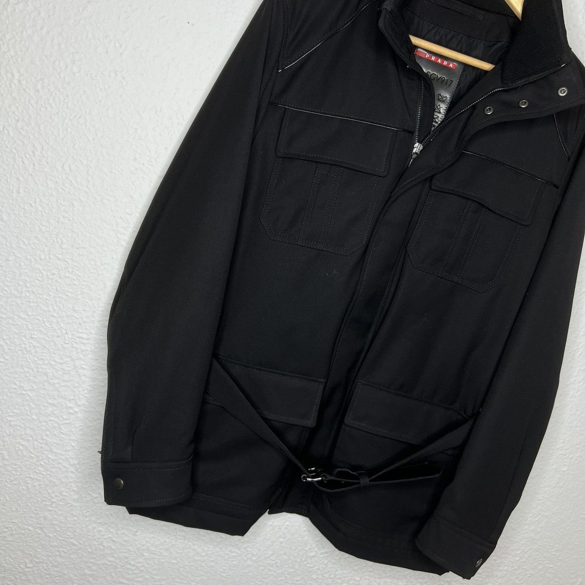 Prada Prada Milano Military Jacket Belted Coat Black Wool Designer Size US M / EU 48-50 / 2 - 2 Thumbnail