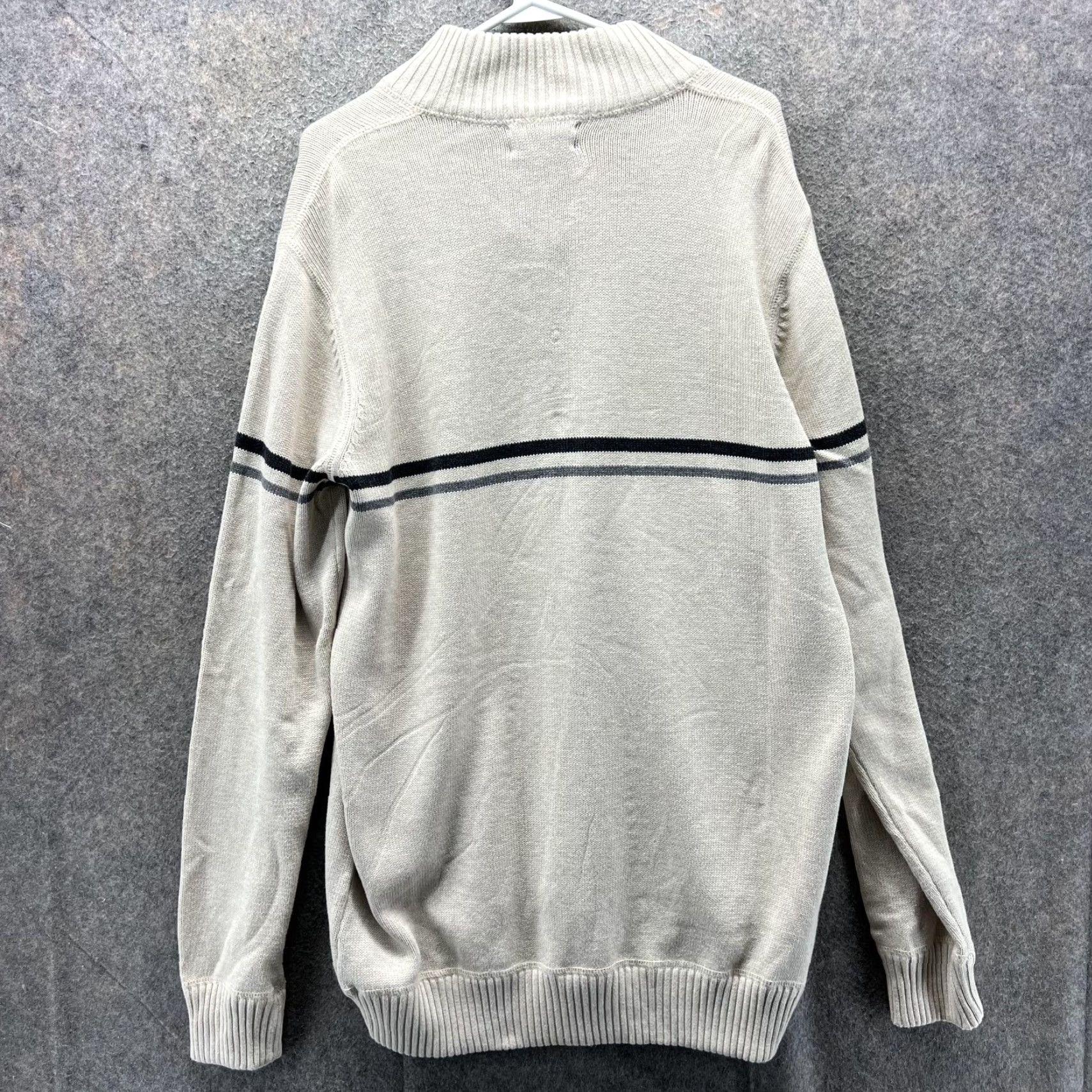 Eddie Bauer VINTAGE Eddie Bauer Pullover Sweater Mens XL Tall Beige Quarter Zip Stripes Size US XL / EU 56 / 4 - 2 Thumbnail