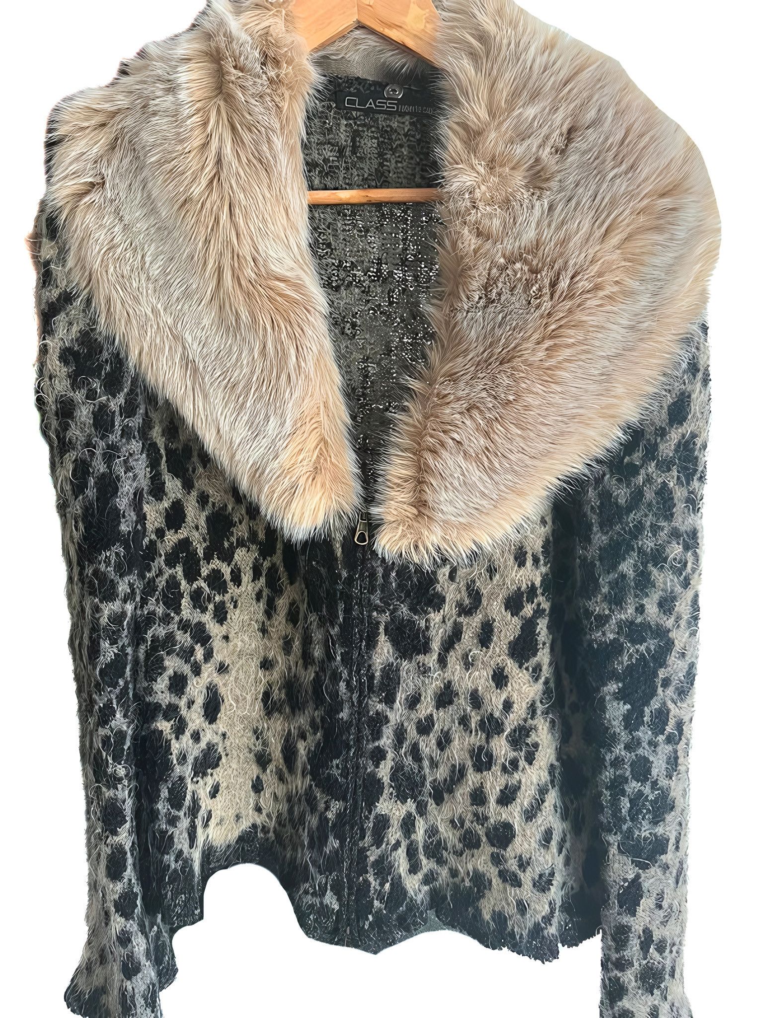 Roberto Cavalli MONGOLIAN LAMB FUR COLLAR WOOL JACKET Size M / US 6-8 / IT 42-44 - 1 Thumbnail