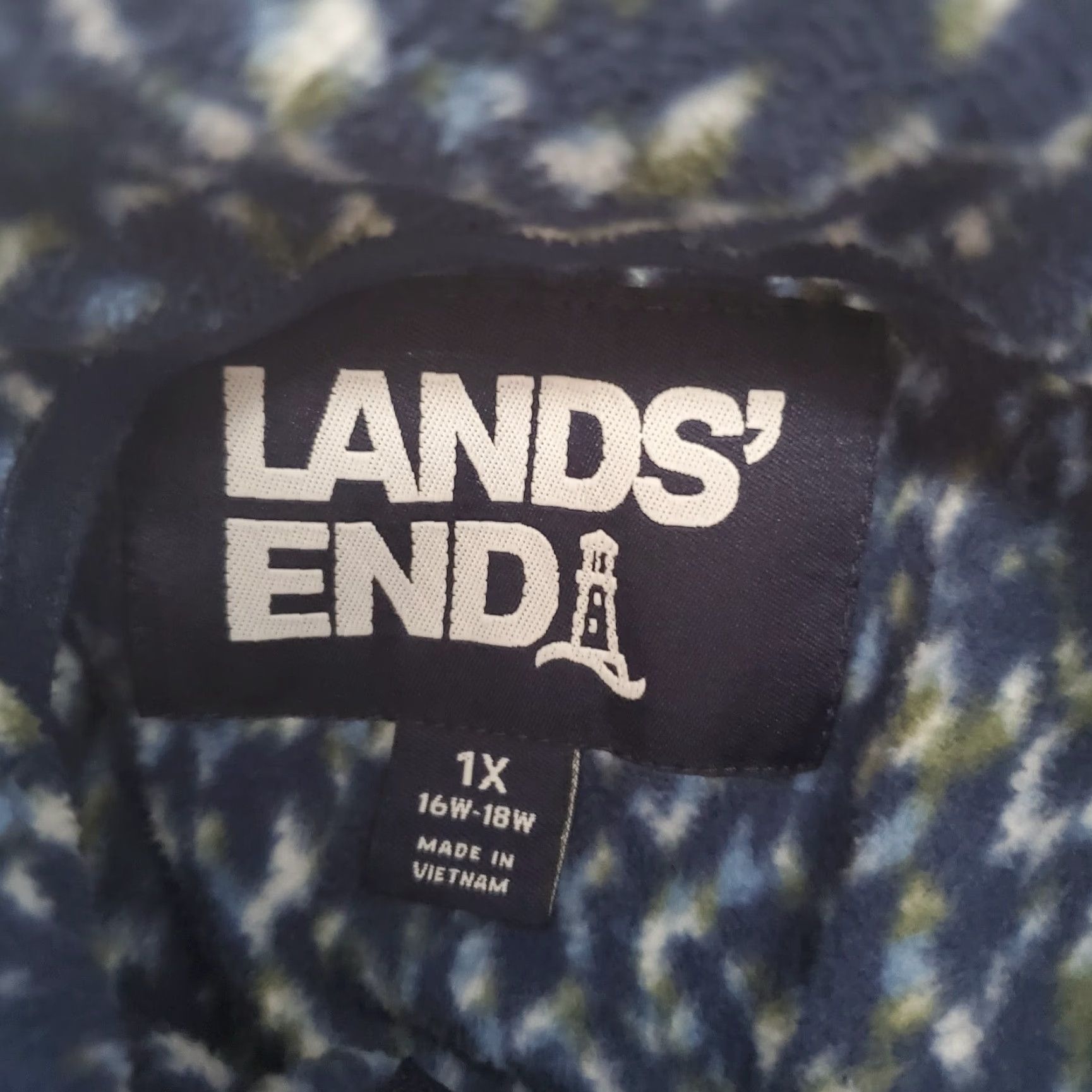 Lands' End VINTAGE Lands' End Fleece Pullover Womens Plus 1X Blue White Print 1/4 Zip Outdoors Size XL / US 12-14 / IT 48-50 - 3 Thumbnail