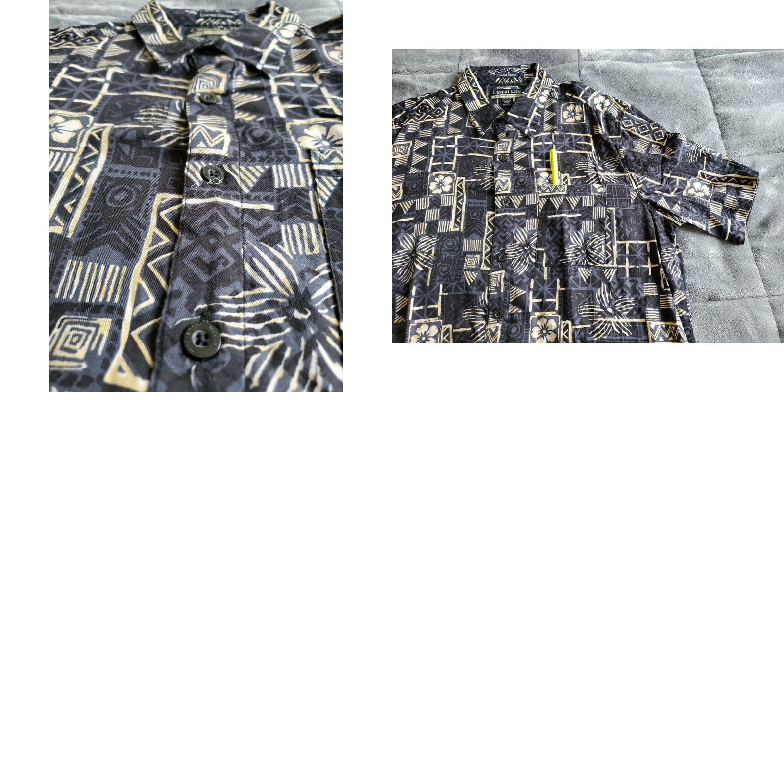 ALOHAS VINTAGE Weekender Casual Aloha Hawaiian Shirt XL Men Button-Up Short Sleeve Black 55% Cotton 45% Rayon Limited Edition Size US XL / EU 56 / 4 - 8 Thumbnail