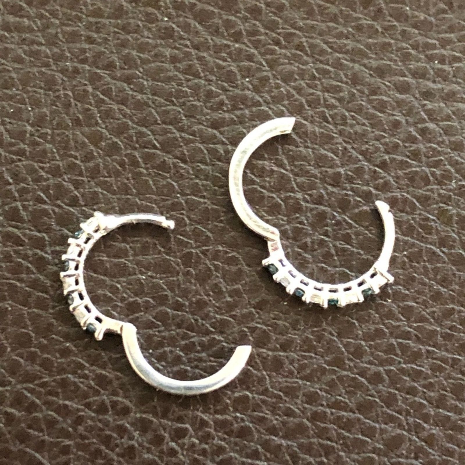 Jewelry Sapphire and clear crystal silver plated huggie earrings Size ONE SIZE - 2 Thumbnail