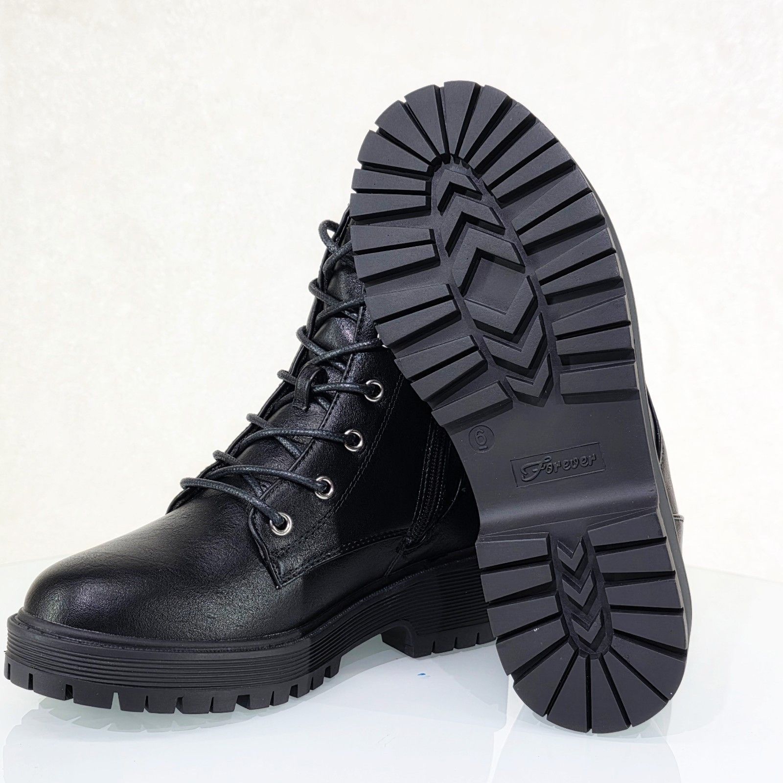 Other Rylee Roo Black Vegan Leather Platform Combat Ankle Boots (U Size US 8.5 / IT 38.5 - 2 Thumbnail