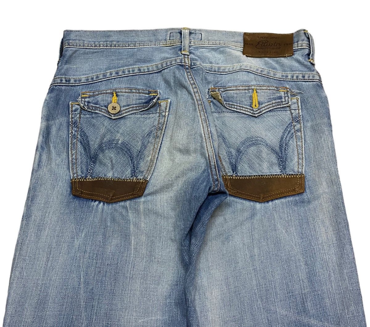 Edwin × If Six Was Nine Rare Design Vintage Brand Edwin Blue Trip Flared Jeans 1990s Size US 32 / EU 48 - 4 Thumbnail