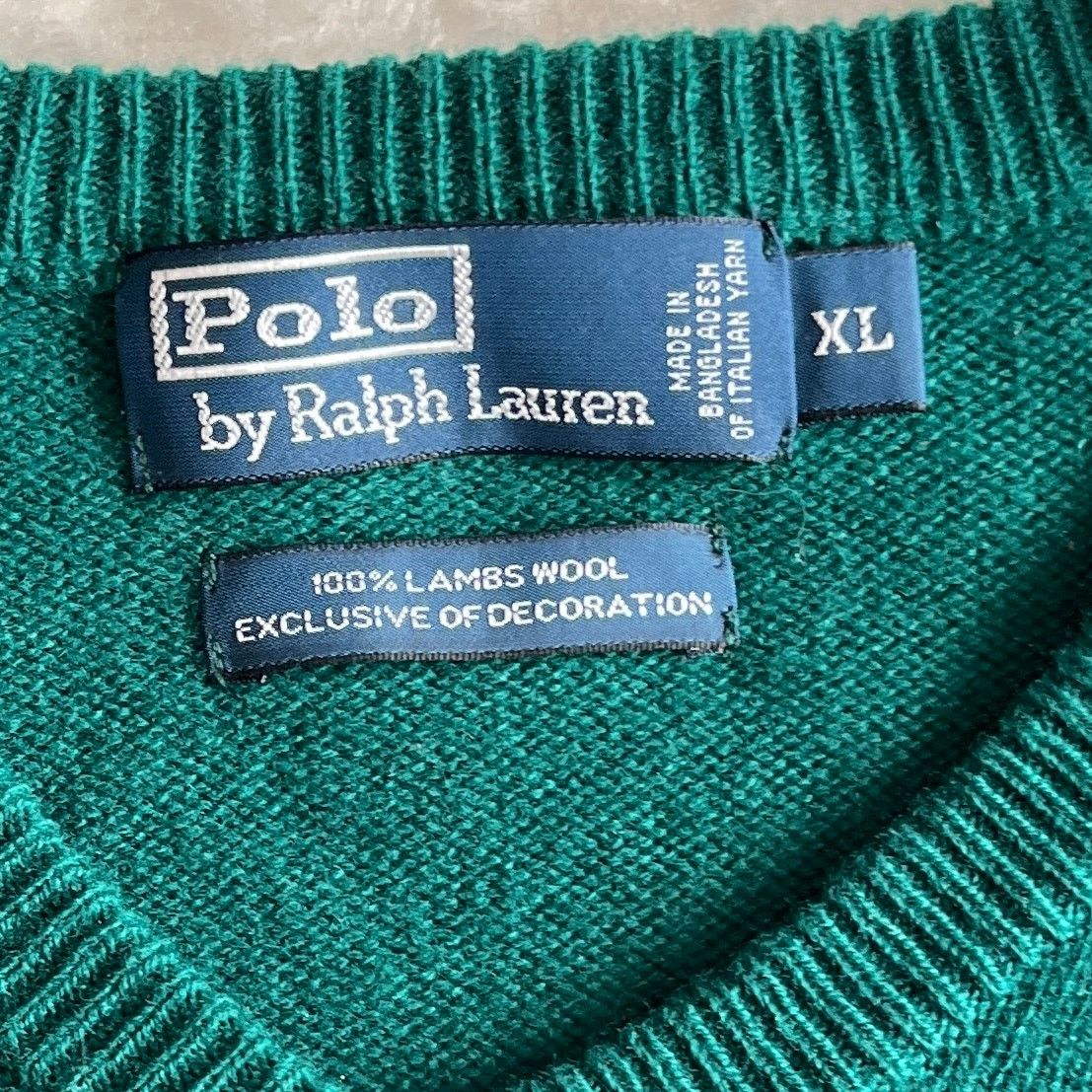 Polo Ralph Lauren Polo Ralph Lauren | Green Lambswool V-Neck Oversized Sweater Size US XL / EU 56 / 4 - 6 Thumbnail