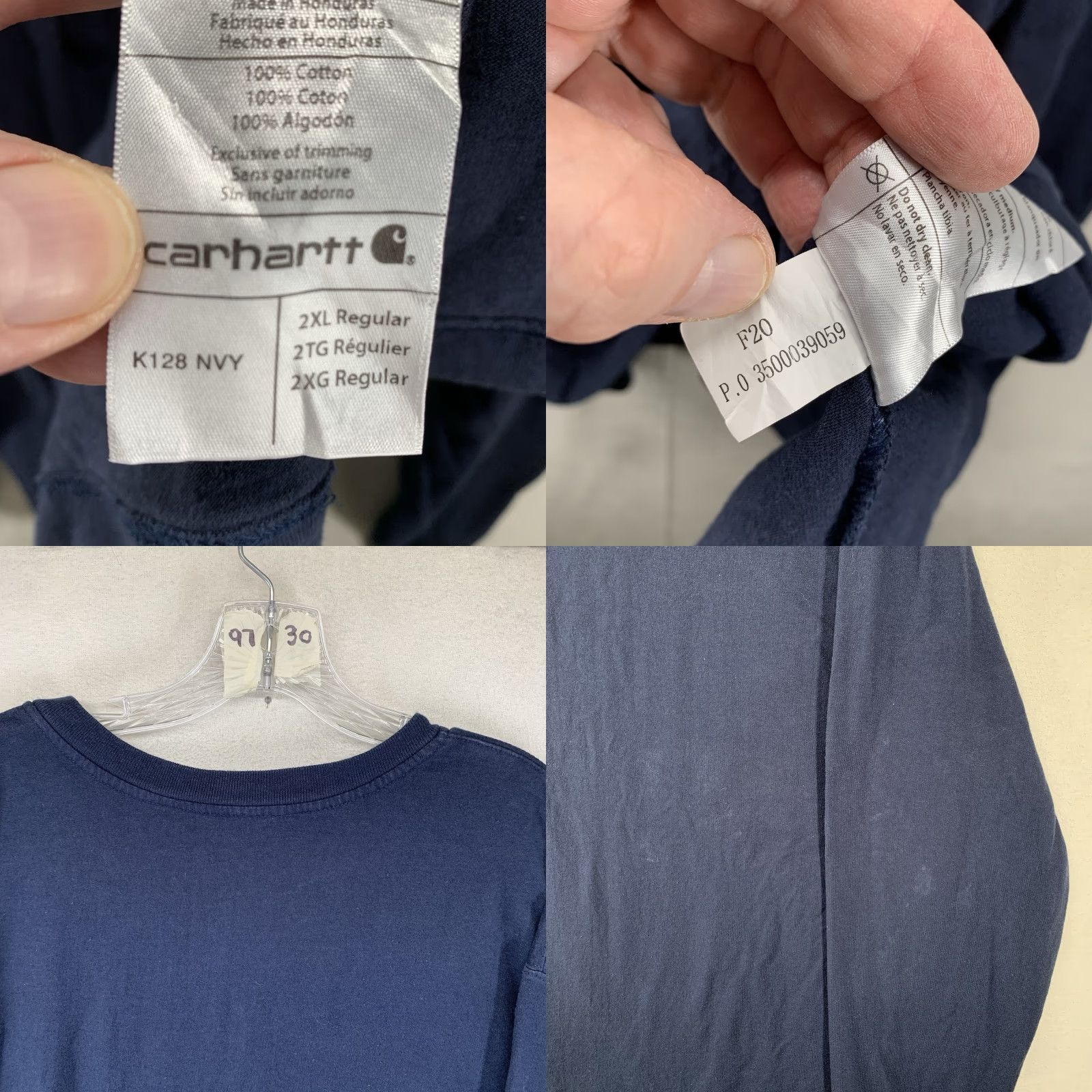 Carhartt Carhartt T-Shirt Mens Navy 2XL Long Sleeve Henley All Cotton Regular Fit Pockets Logo Jacket? Size US XXL / EU 58 / 5 - 8 Thumbnail