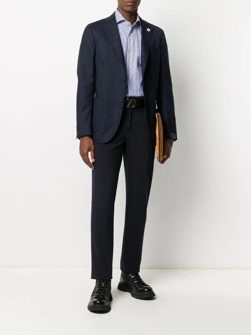 Lardini LARDINI Navy Blue Single Breasted Wool Suit Blazer Size 36R - 2 Thumbnail