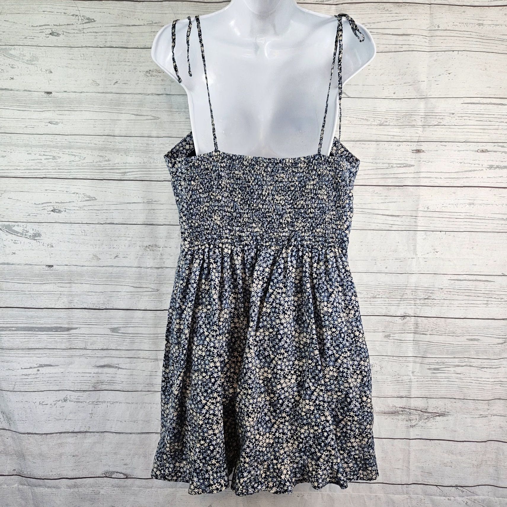 Abercrombie & Fitch Abercrombie & Fitch Womens Dress XL Blue Floral Cotton Sleeveless Tie Shoulder Ties Mini Casual Vintage: No Size XL / US 12-14 / IT 48-50 - 3 Thumbnail