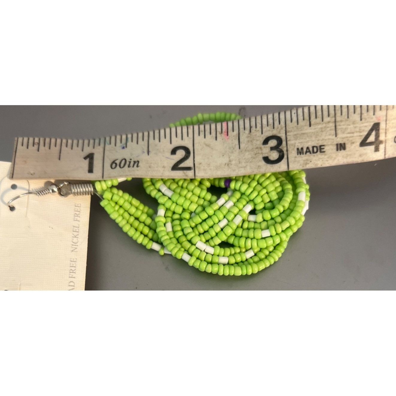 Rainbow Green White Seed Bead Teardrop Earrings Rainbow Jewelry Knot Size ONE SIZE - 5 Thumbnail