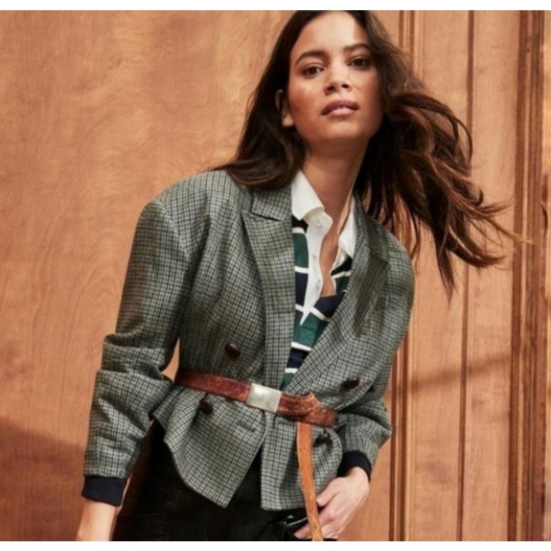 Veronica Beard Veronica Beard Sybille Cropped Houndstooth Wool Blend Blazer Size M / US 6-8 / IT 42-44 - 5 Thumbnail