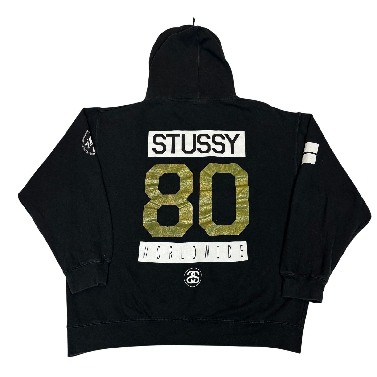 Vintage Stussy Rising 80 Worldwide Hoodie Mens XL Streetwear